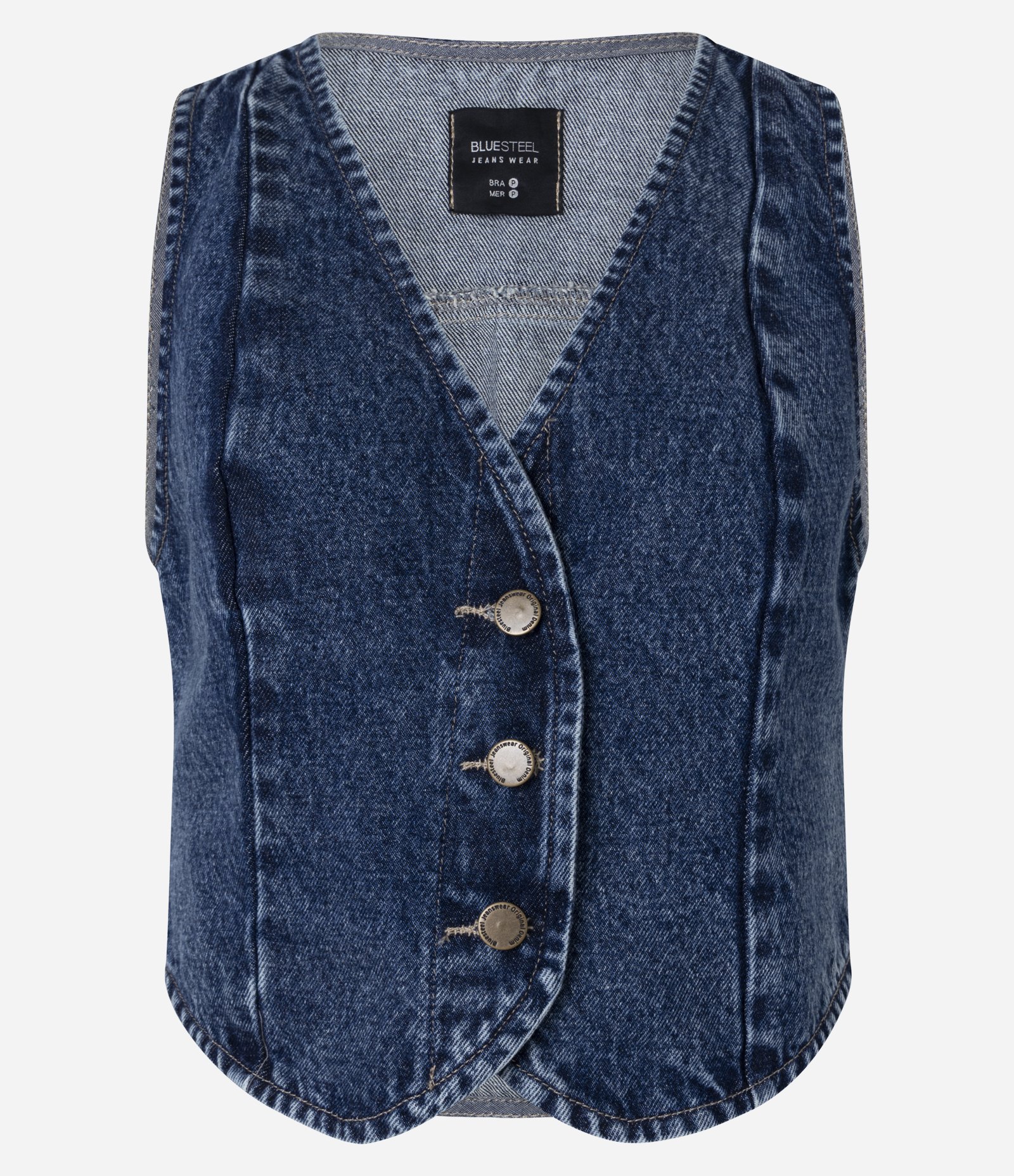 Colete em Jeans com Amarração e Barra Arredondada Escuro 6