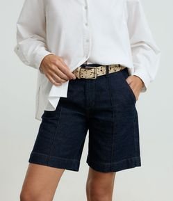 Cinto Médio em Couro com Estampa de Vaca