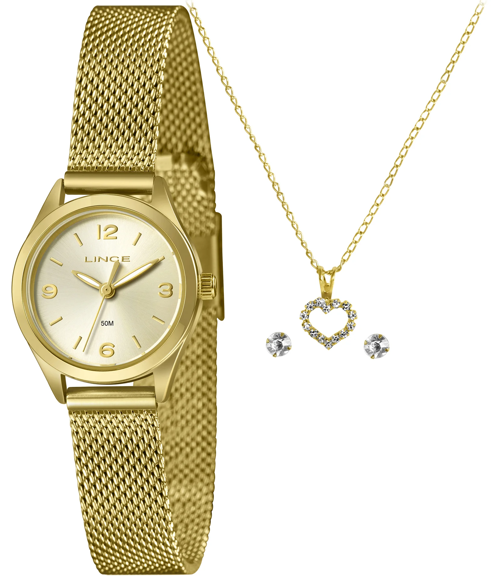 Relógio Analógico Aço Lince Dourado 1