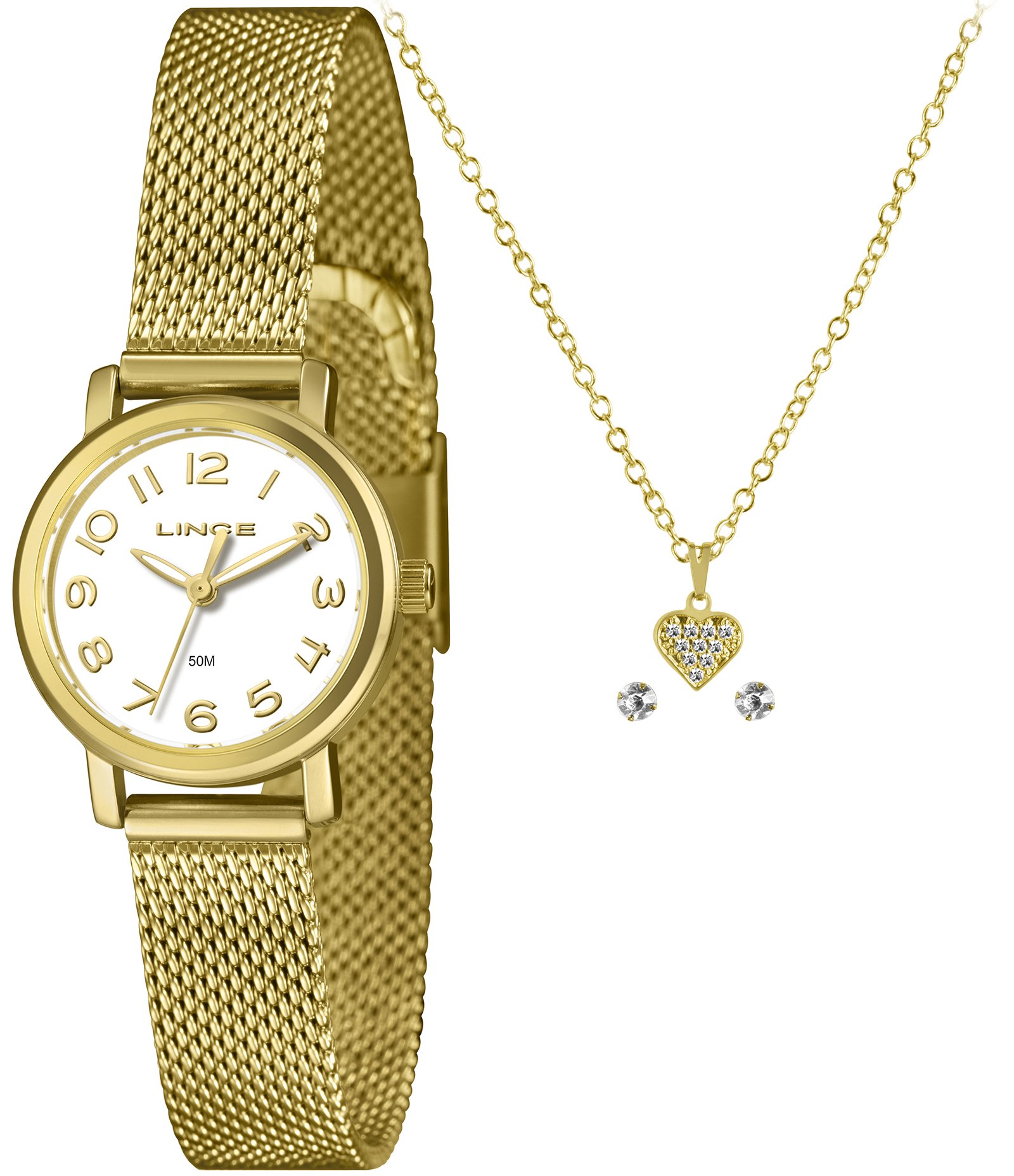 Relógio Analógico Aço Lince Dourado 1