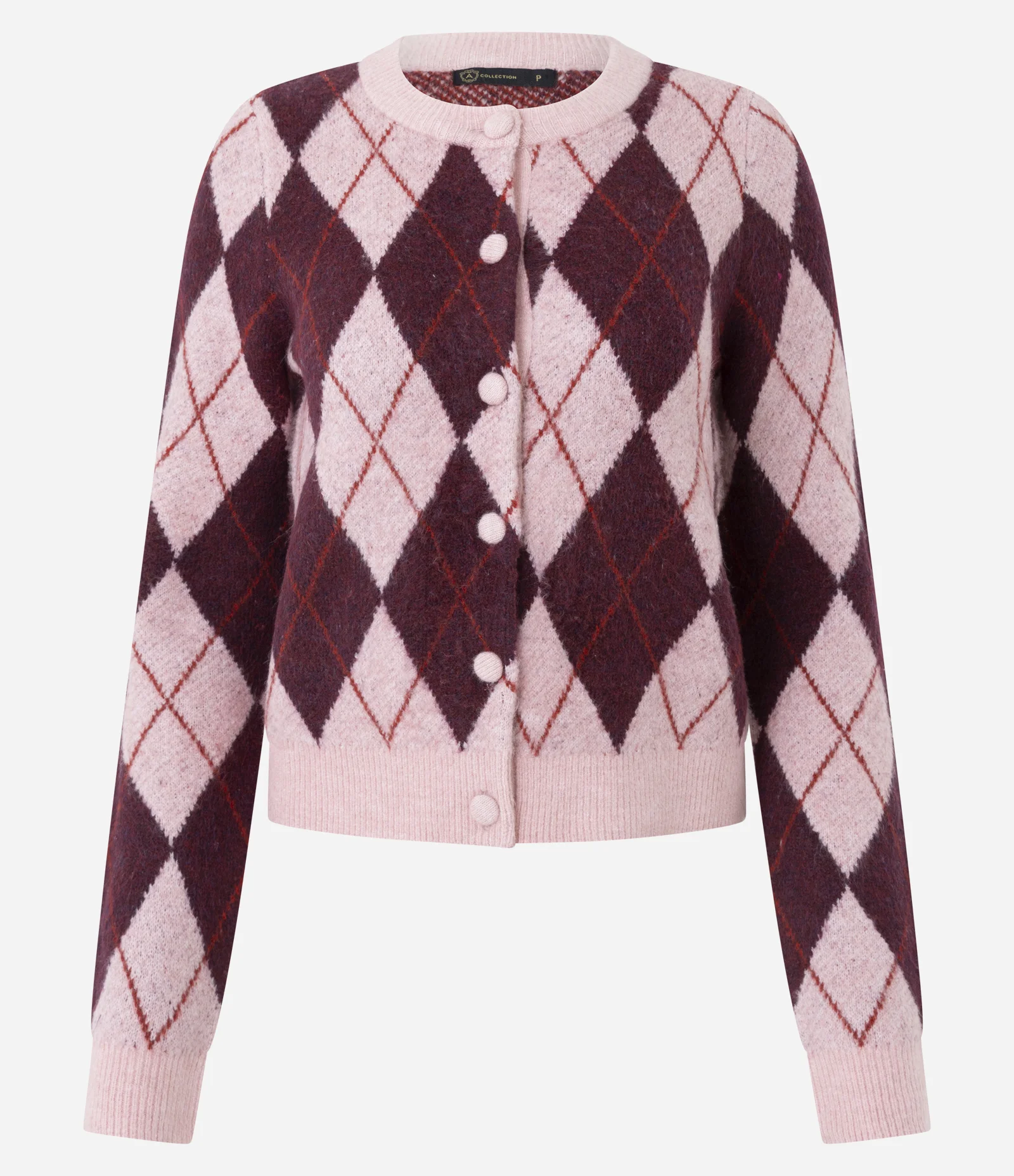 Cardigan Curto em Tricô com Estampa Xadrez Rosa 5