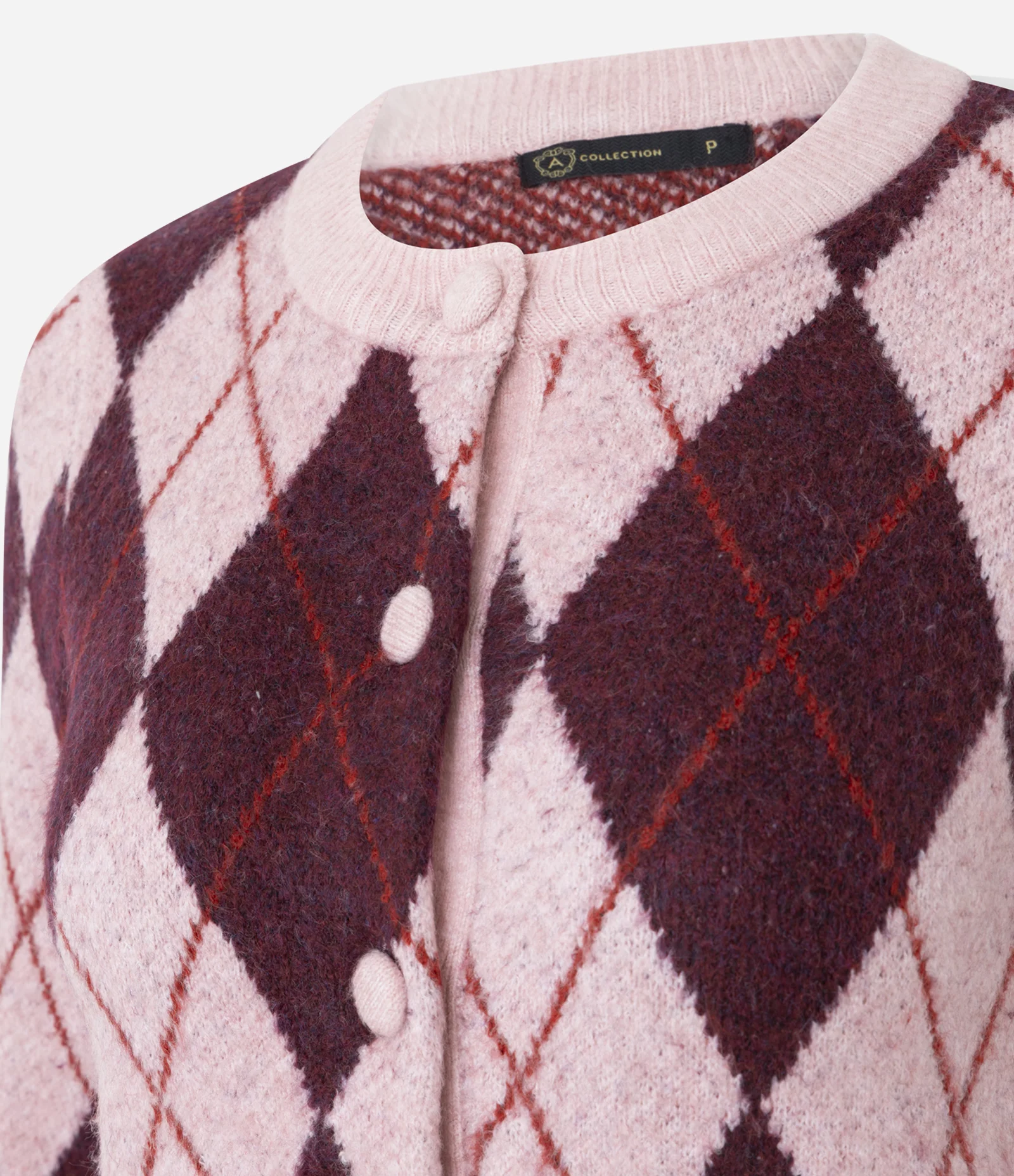 Cardigan Curto em Tricô com Estampa Xadrez Rosa 6