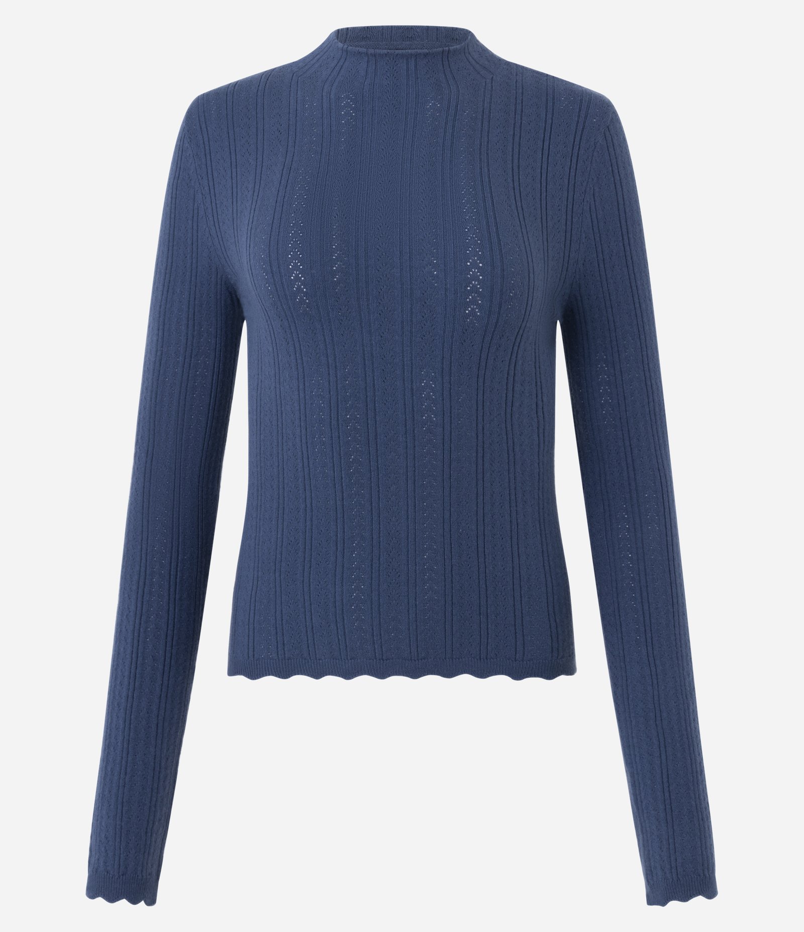 Blusa Regular em Tricô com Ponto Furadinho Azul 5