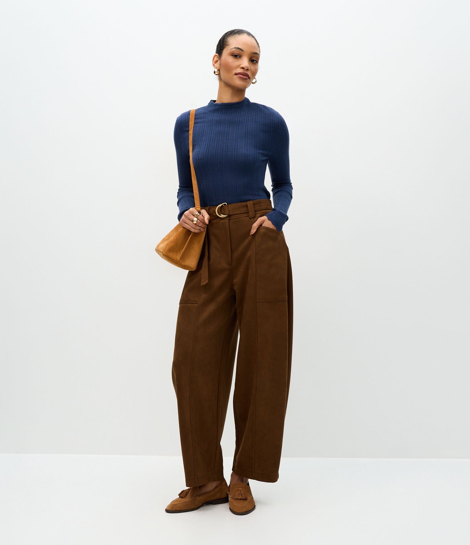 Blusa Regular em Tricô com Ponto Furadinho Azul 2