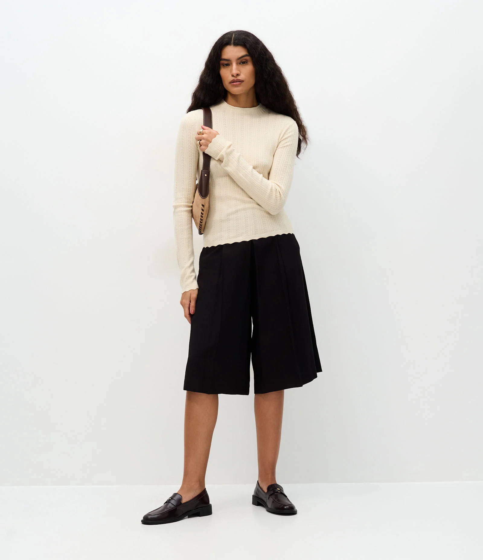 Blusa Regular em Tricô com Ponto Furadinho Off White 2