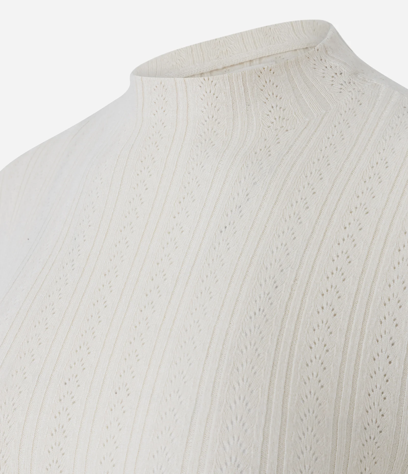 Blusa Regular em Tricô com Ponto Furadinho Off White 6