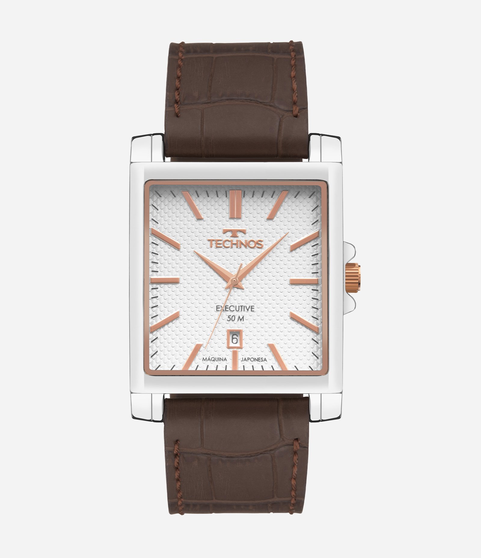 Relógio Analógico Aço e Couro Technos Marrom 1