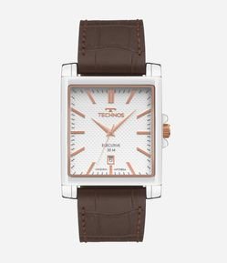 Relógio Analógico Aço e Couro Technos