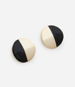 Brinco Botão Esmaltado com Formato Redondo