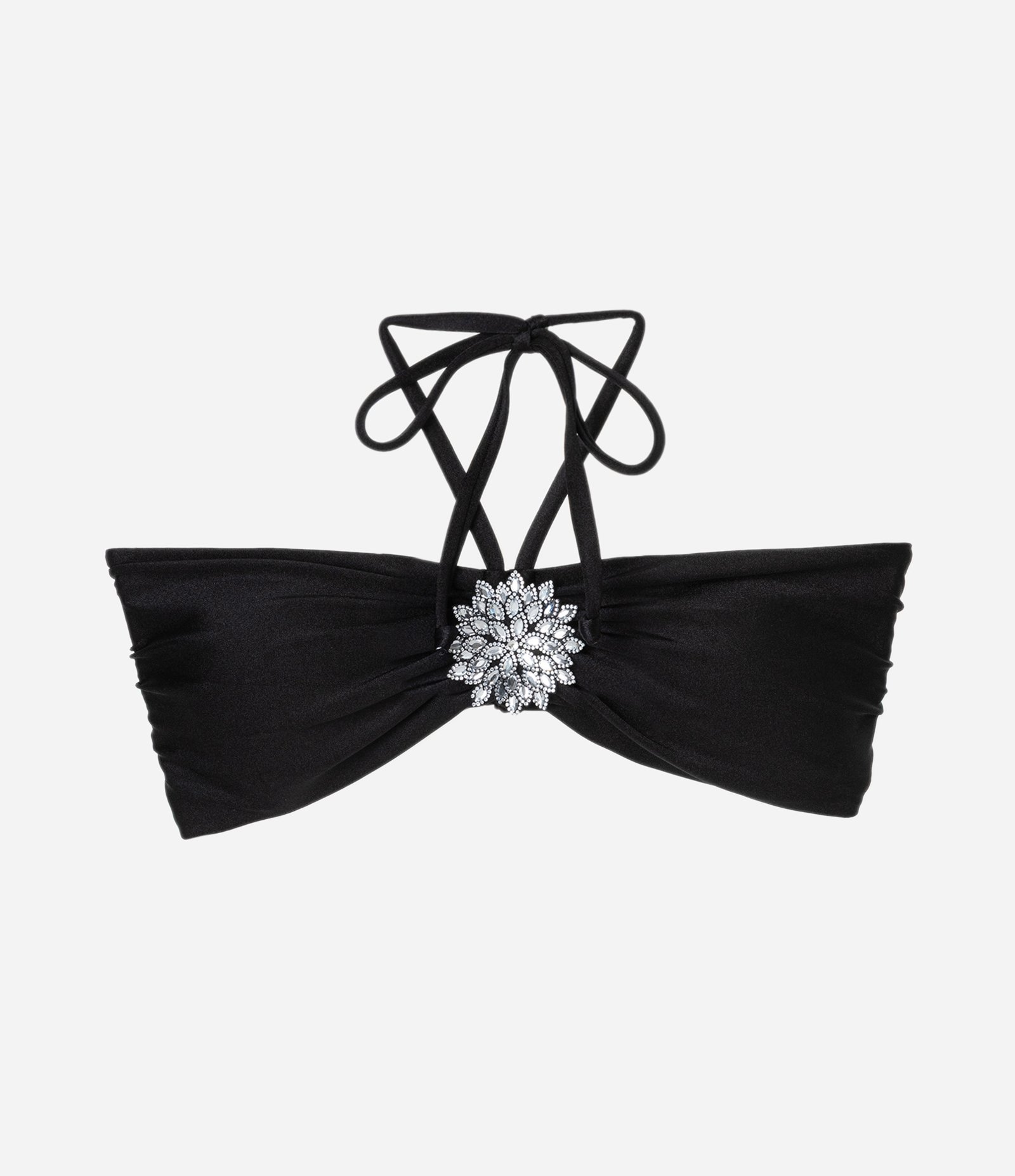 Biquini Top Bandeau em Microfibra com Amarração no Pescoço Preto 3