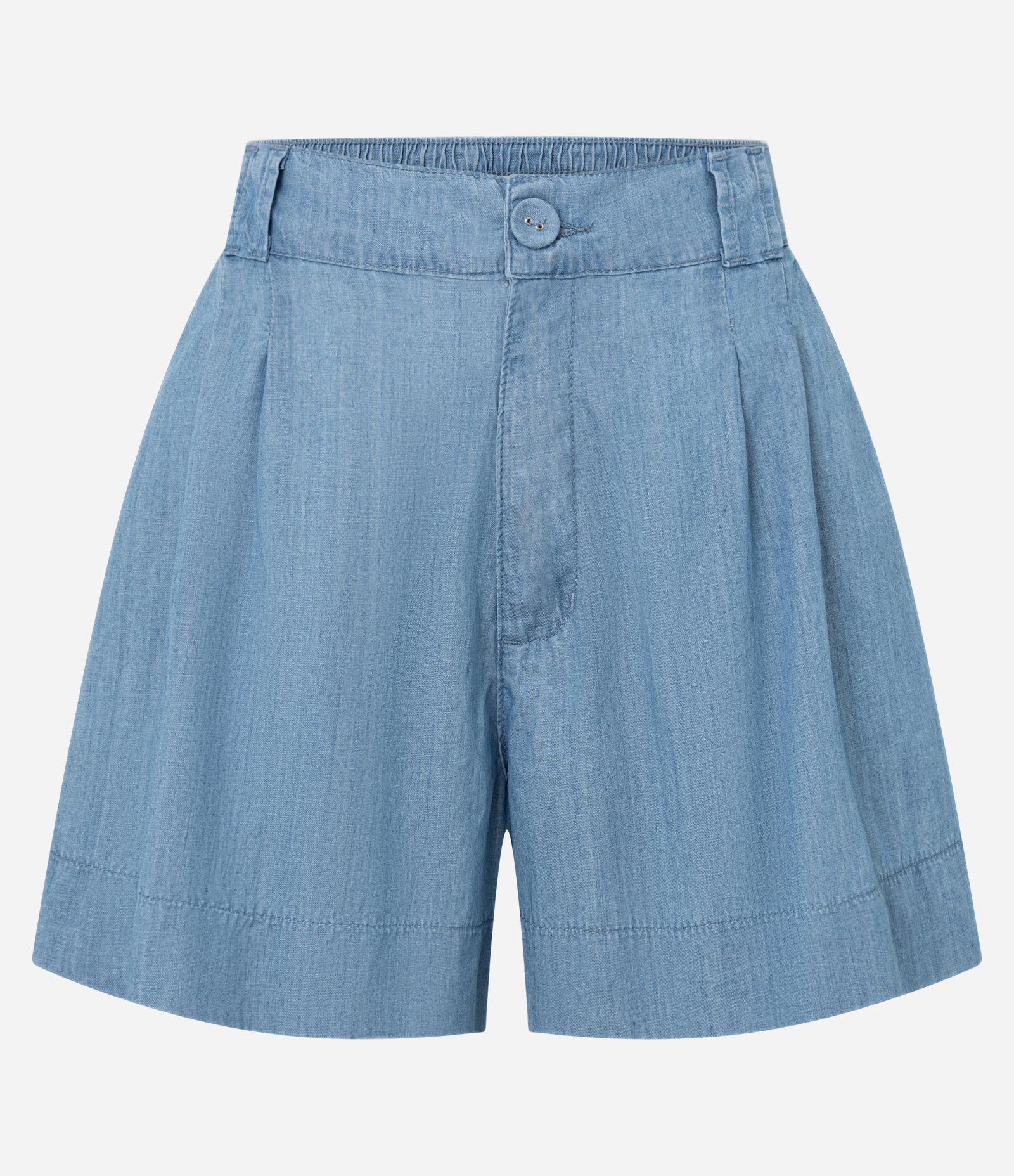 Short Cintura Média em Jeans com Cós Alfaiatado e Pregas Claro 5