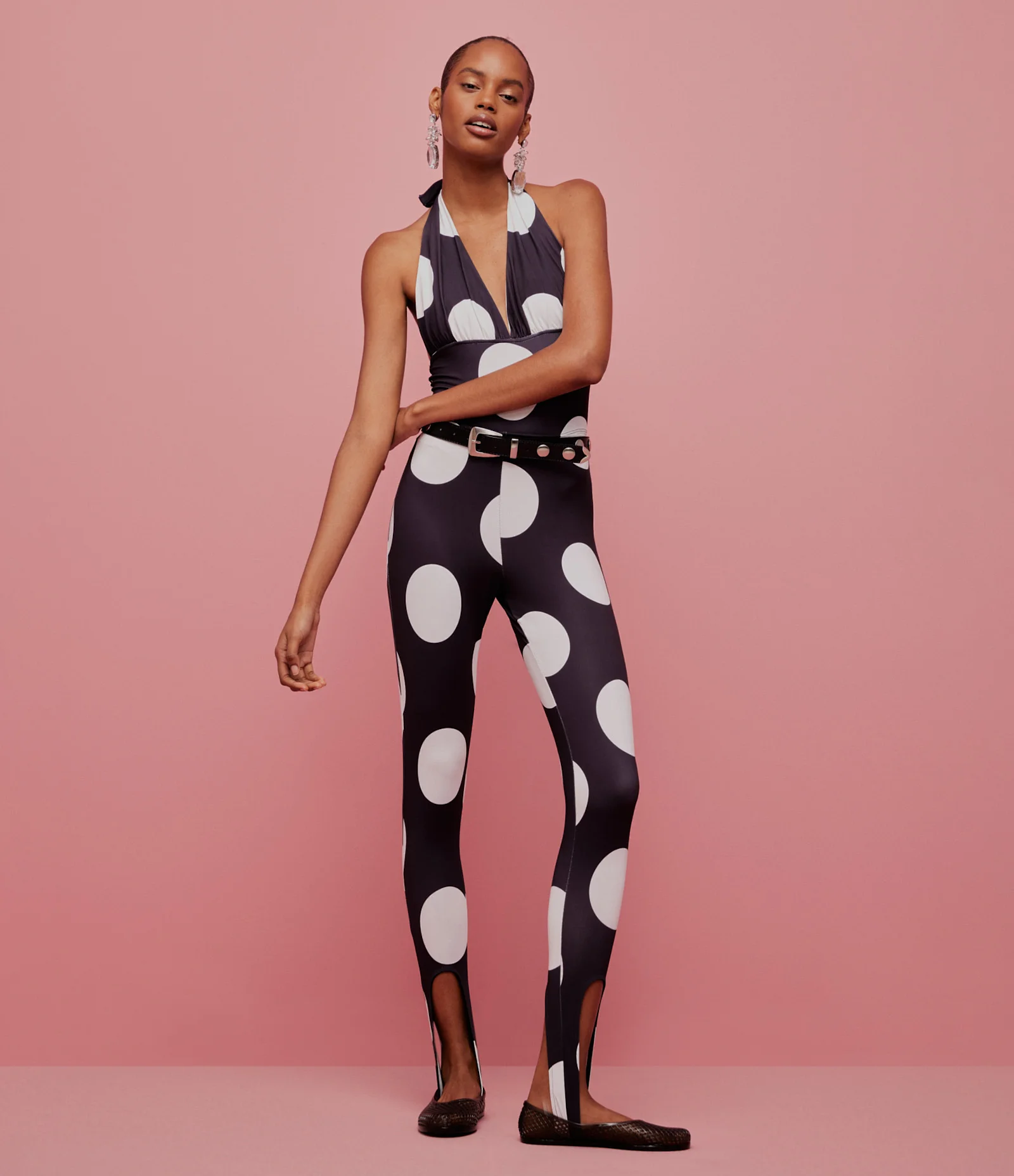 Calça Legging  em Microfibra com Estampa Poá Preto/Branco 3