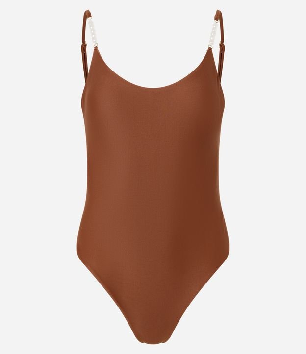 Maiô em Microfibra com Alças Decoradas com Pérolas