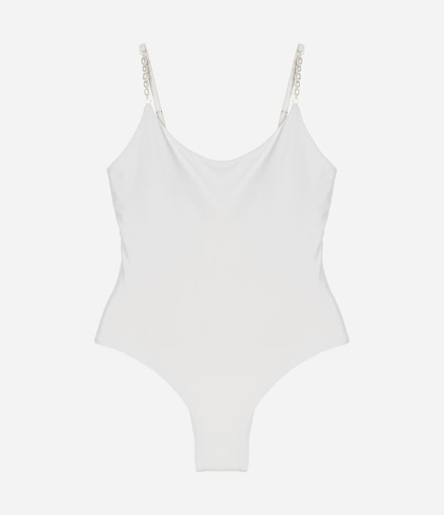 Maiô em Microfibra com Alças Decoradas com Pérolas