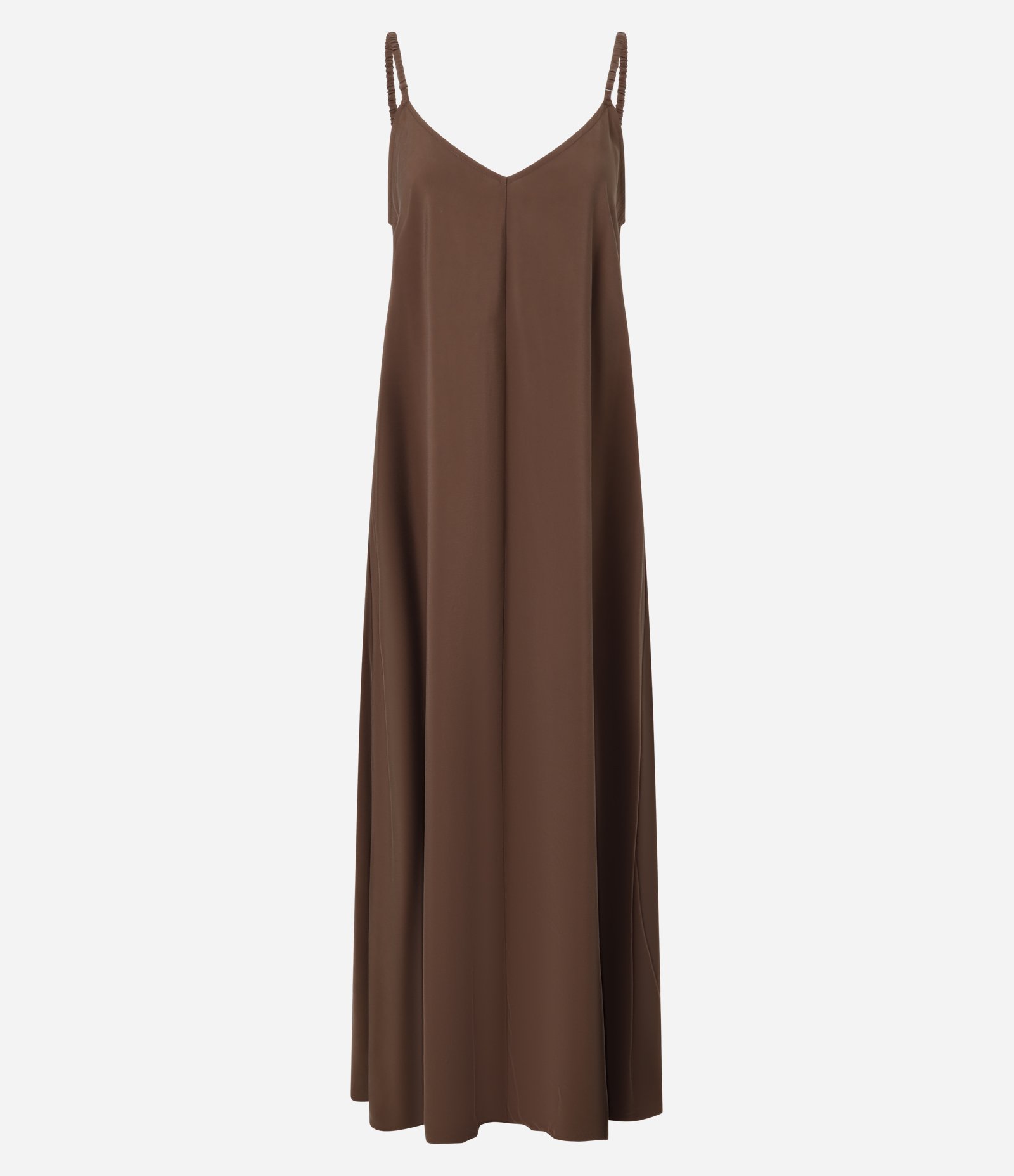 Vestido Midi em Viscose com Alça de Elástico Marrom 1