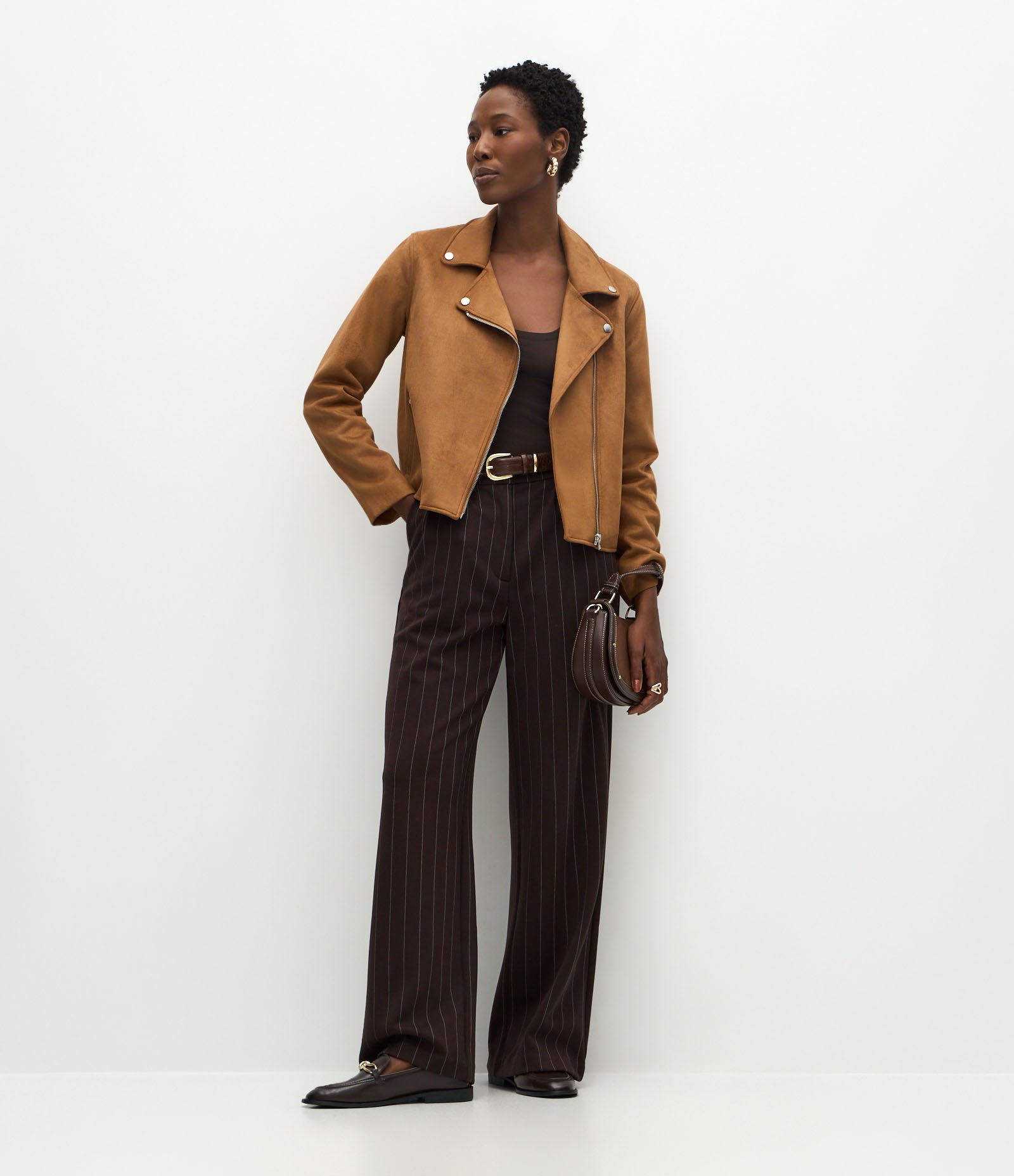 Jaqueta em Suede com Zíper Assimétrico Marrom 2