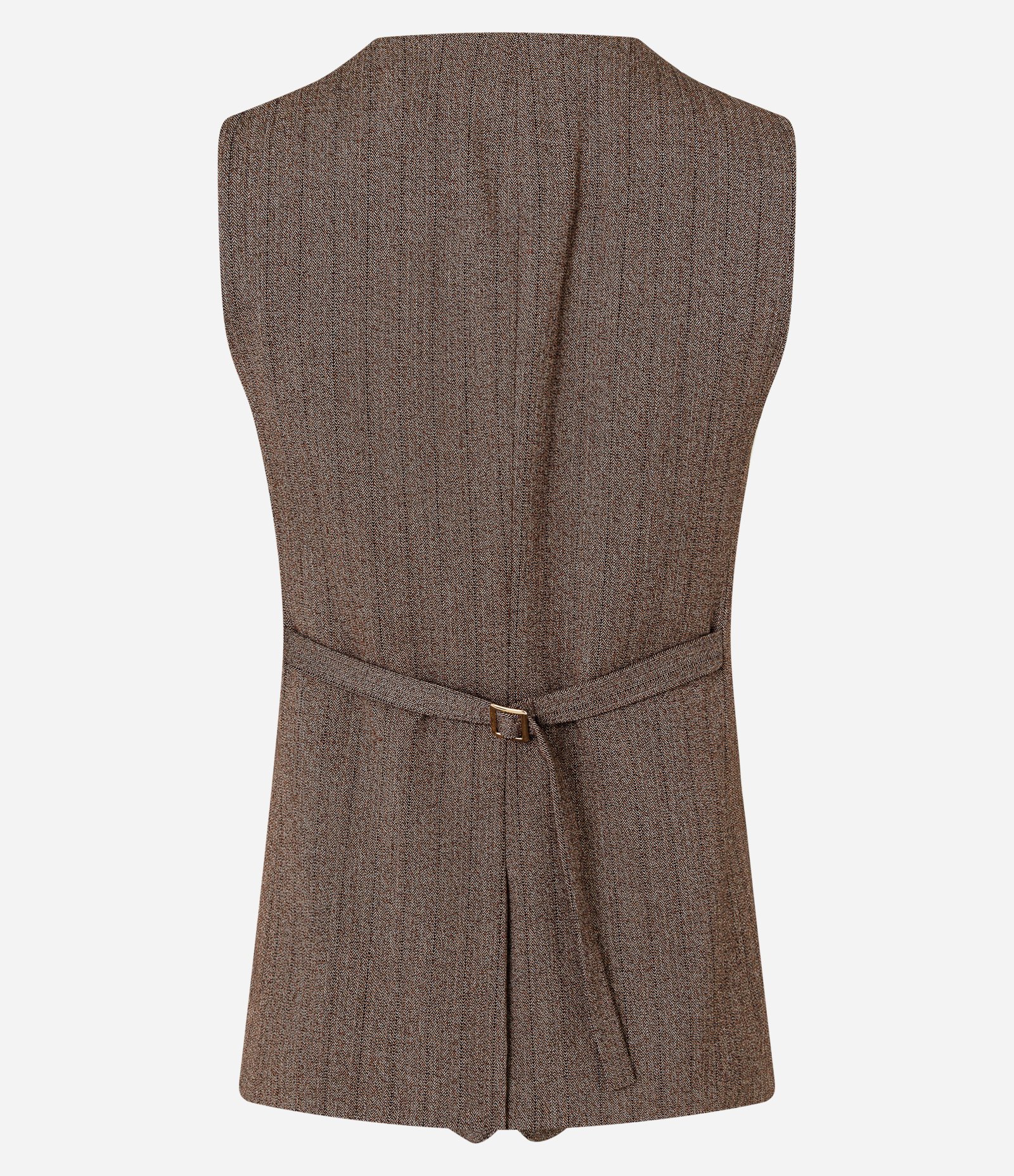 Colete Alfaiatado com Padronagem Espinha de Peixe Marrom 2