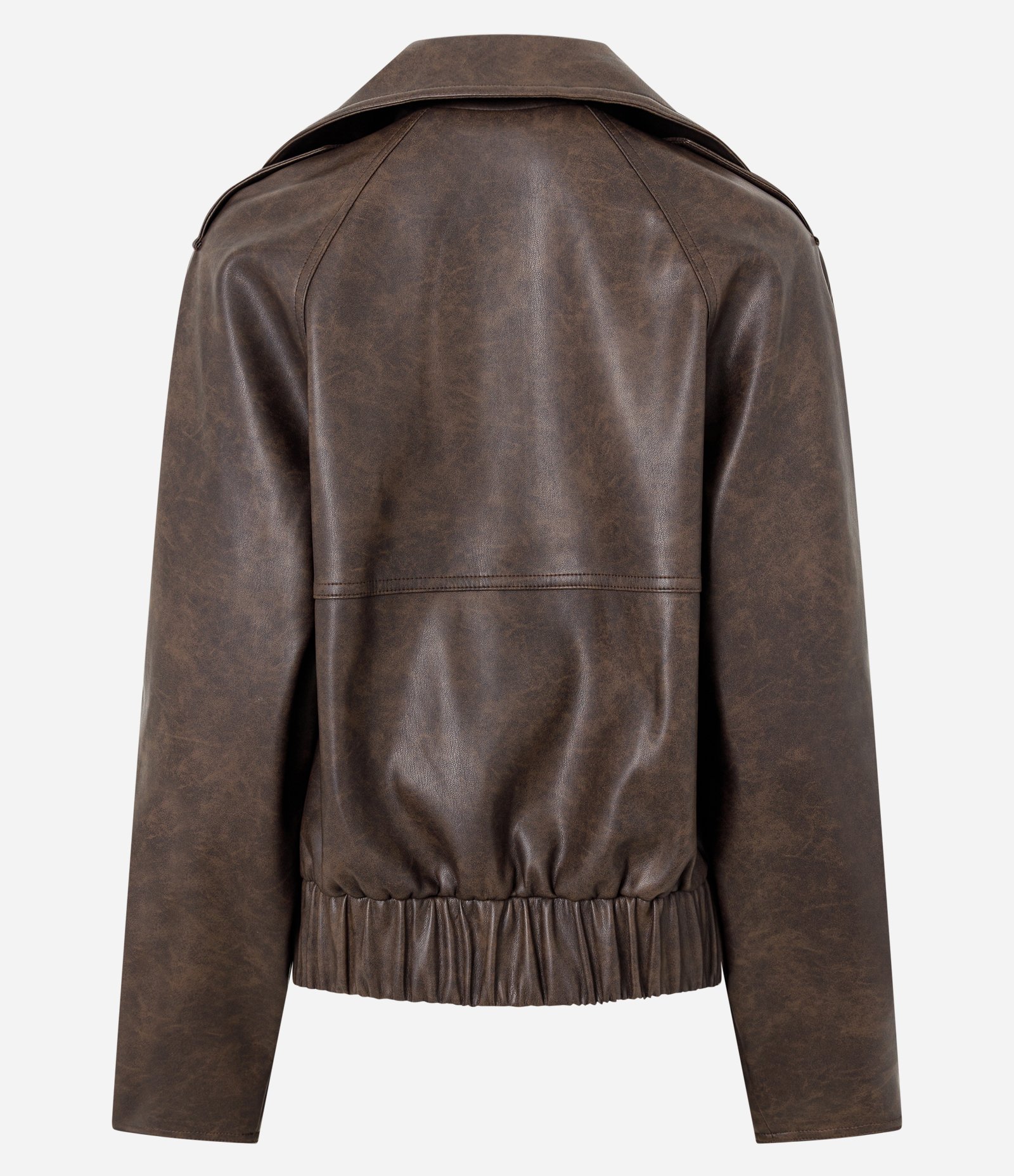 Jaqueta em PU com Gola Blazer e Abotoamento Transpassado Marrom 2