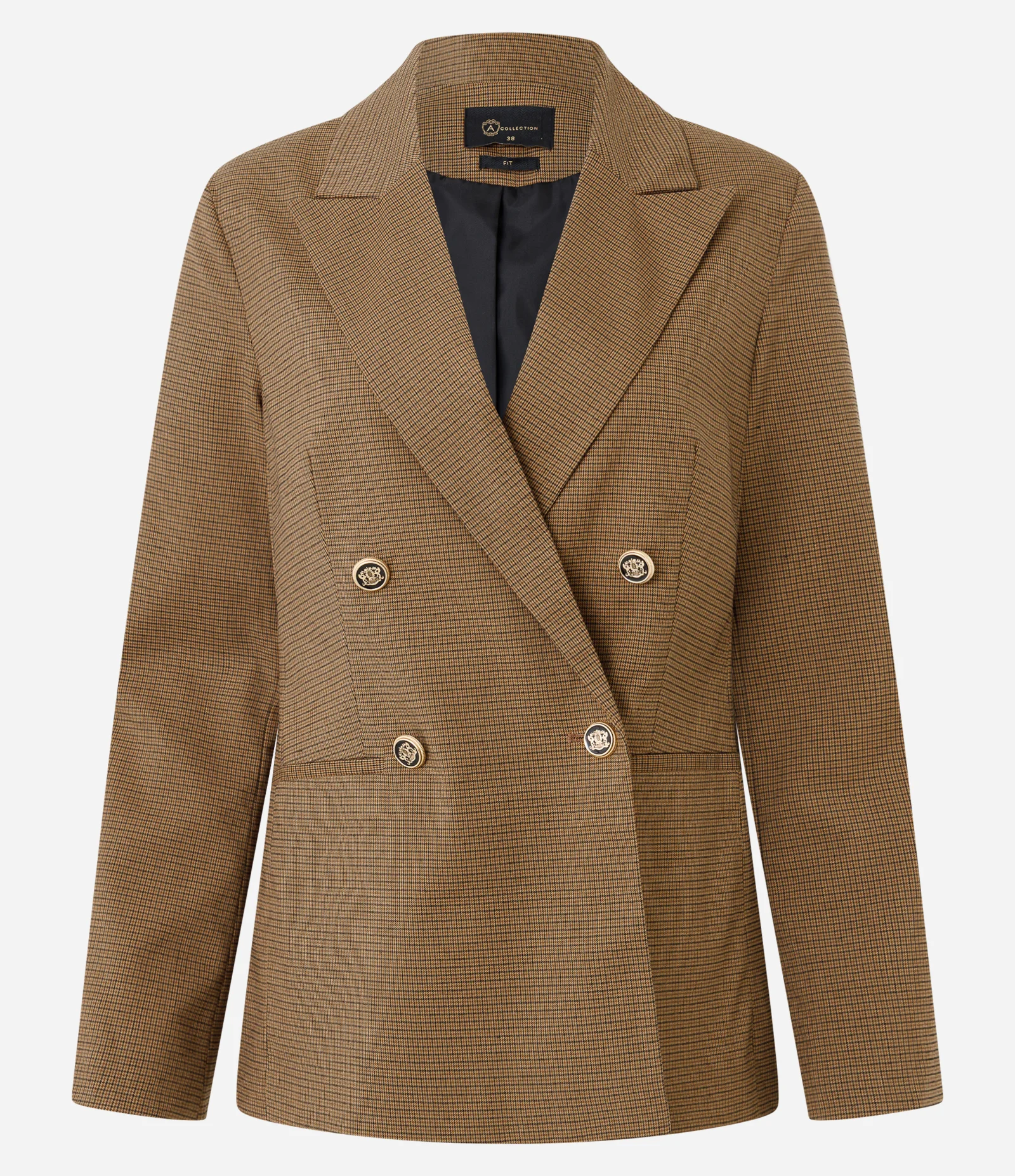 Blazer Alfaiatado com Estampa Mini Xadrez e Forro Interno Marrom 1