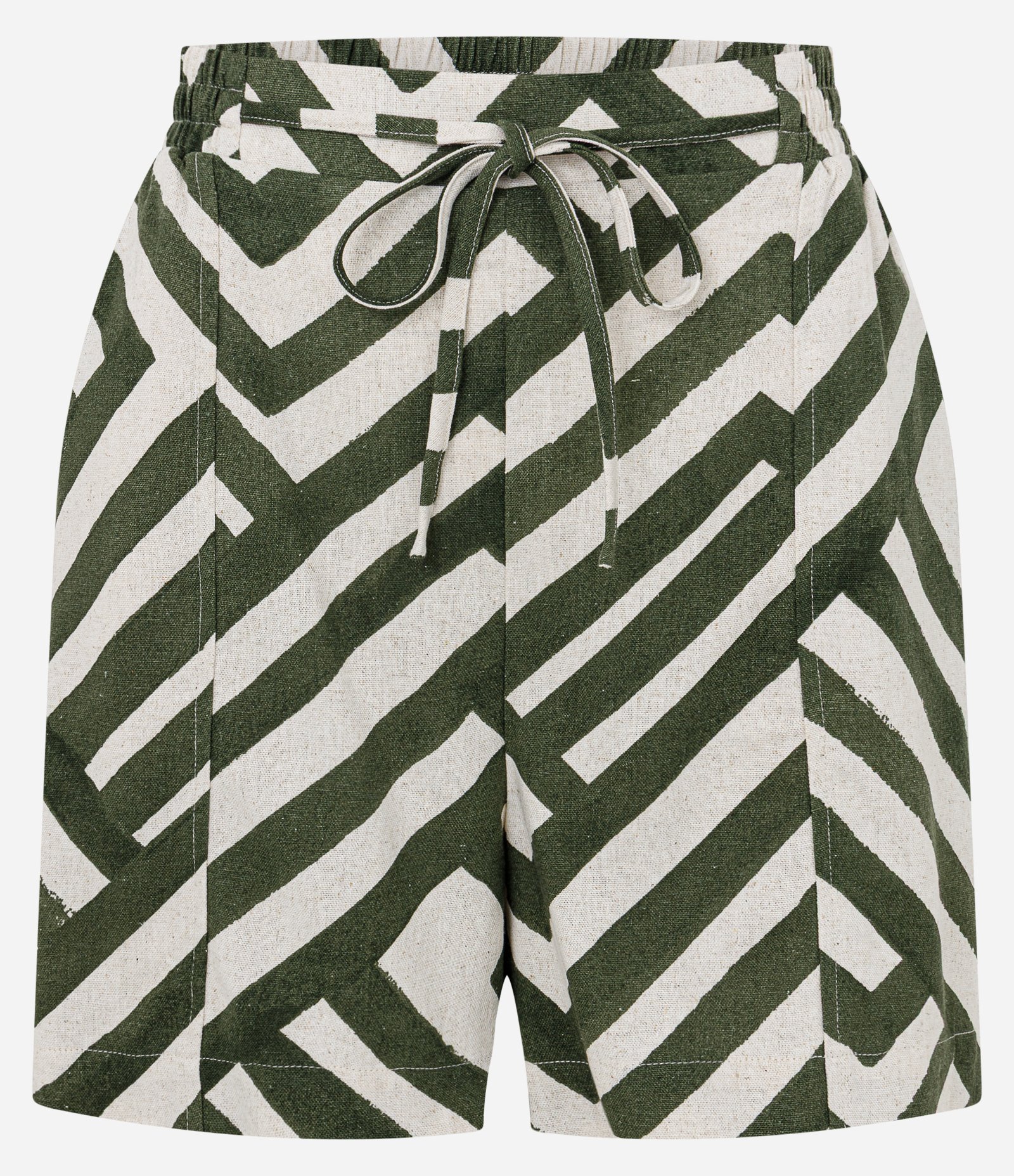 Short em Viscolinho com Estampa Geométrica e Cós Elástico Verde 5