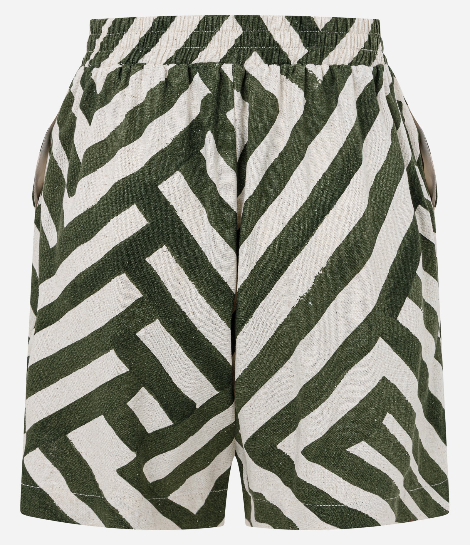 Short em Viscolinho com Estampa Geométrica e Cós Elástico Verde 7