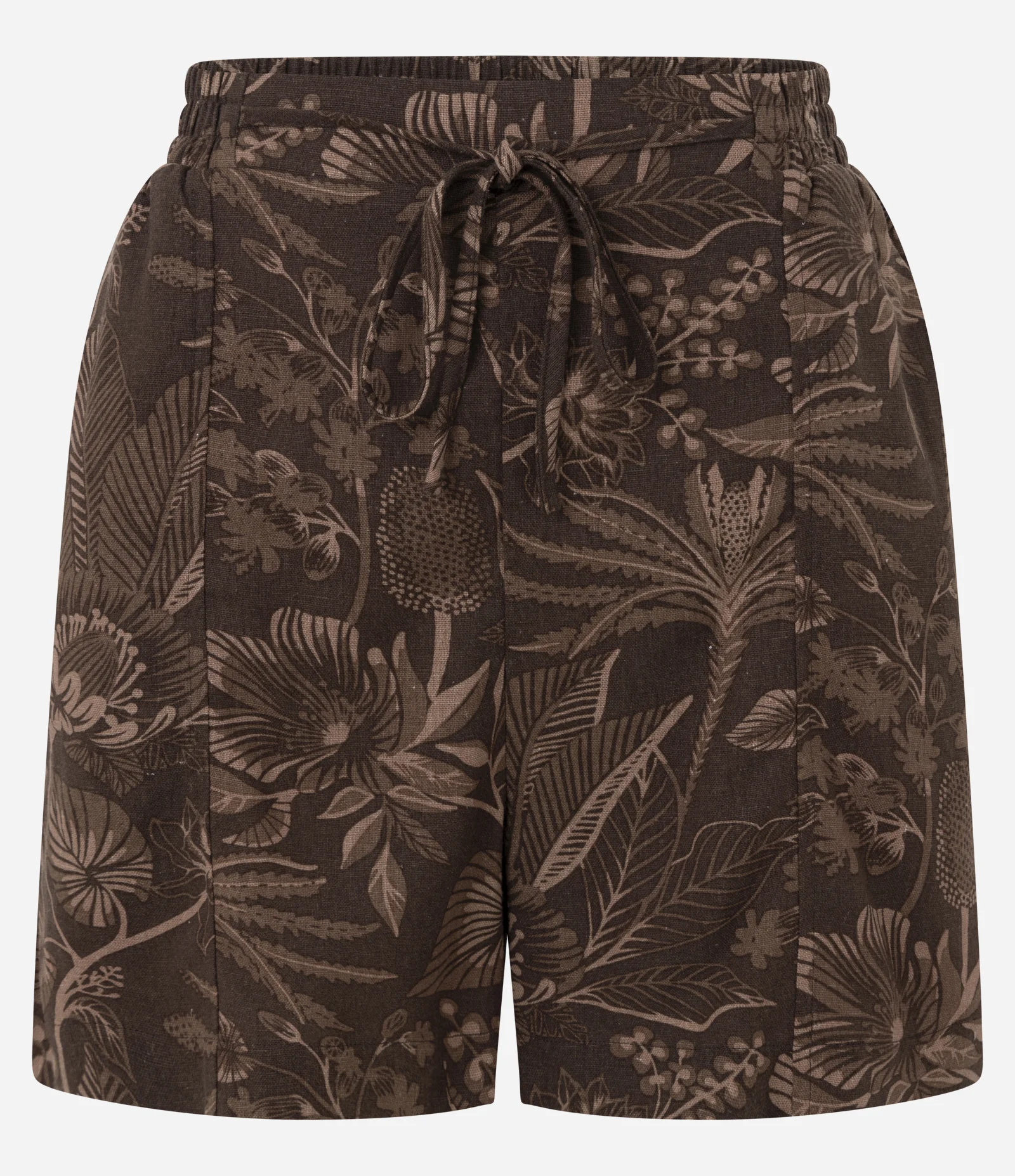 Short Runner em Viscolinho com Estampa de Folhagem Marrom 5