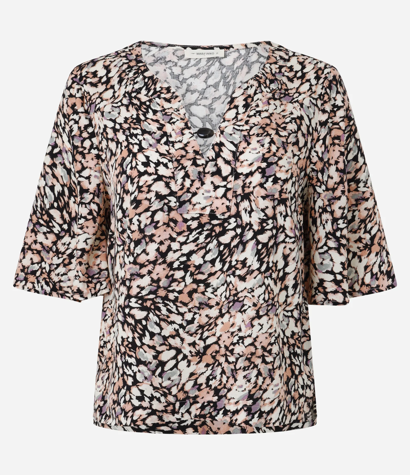 Blusa Estampada em Viscose com Aviamento no Decote Multicores 5