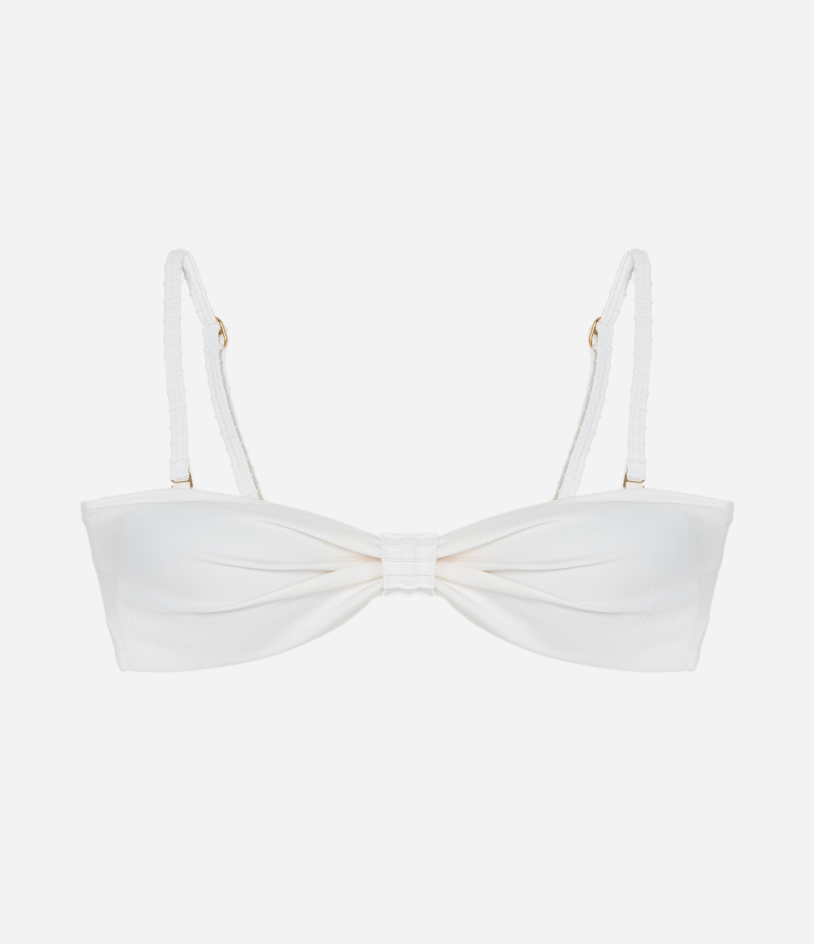 Biquíni Top em Microfibra com Nozinho e Alças Removíveis Branco 1