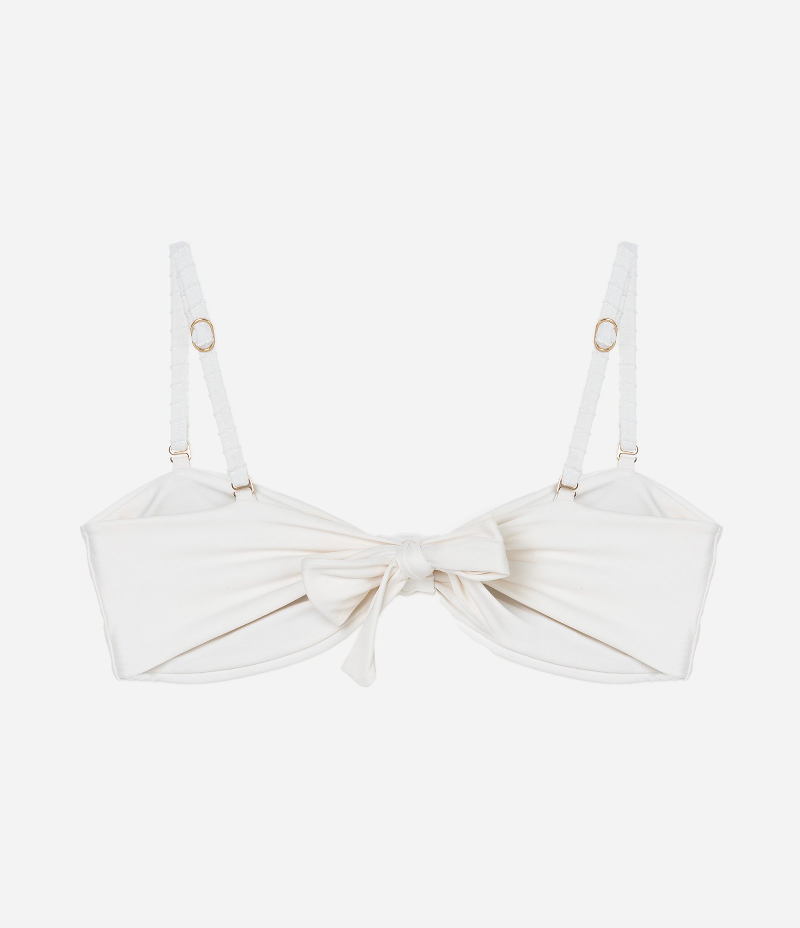 Biquíni Top em Microfibra com Nozinho e Alças Removíveis Branco 2