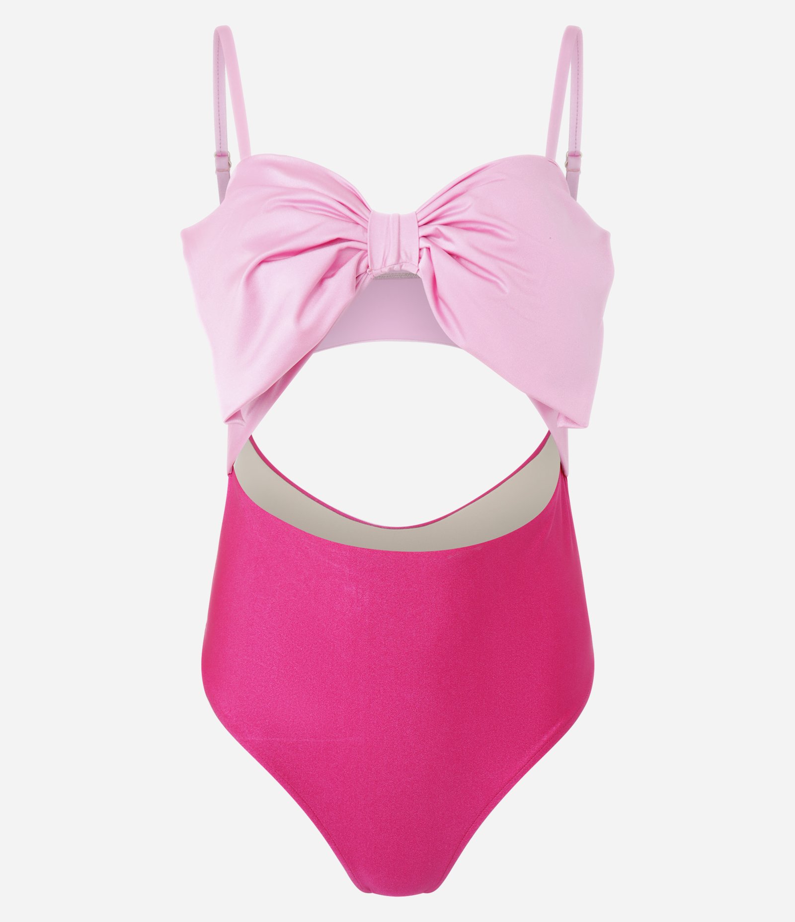 Maiô Bicolor em Microfibra com Laço e Recorte Rosa 6