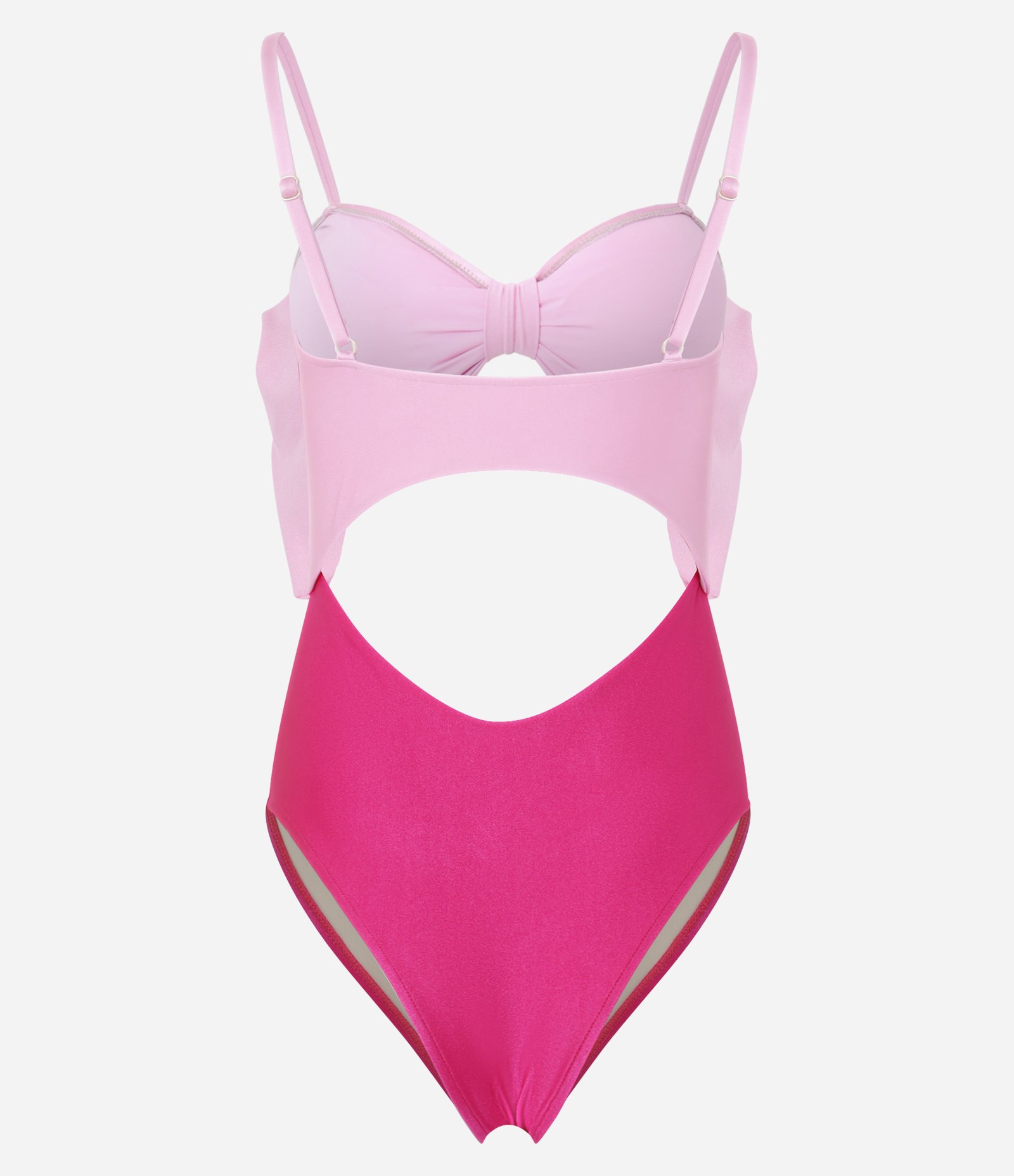 Maiô Bicolor em Microfibra com Laço e Recorte Rosa 7