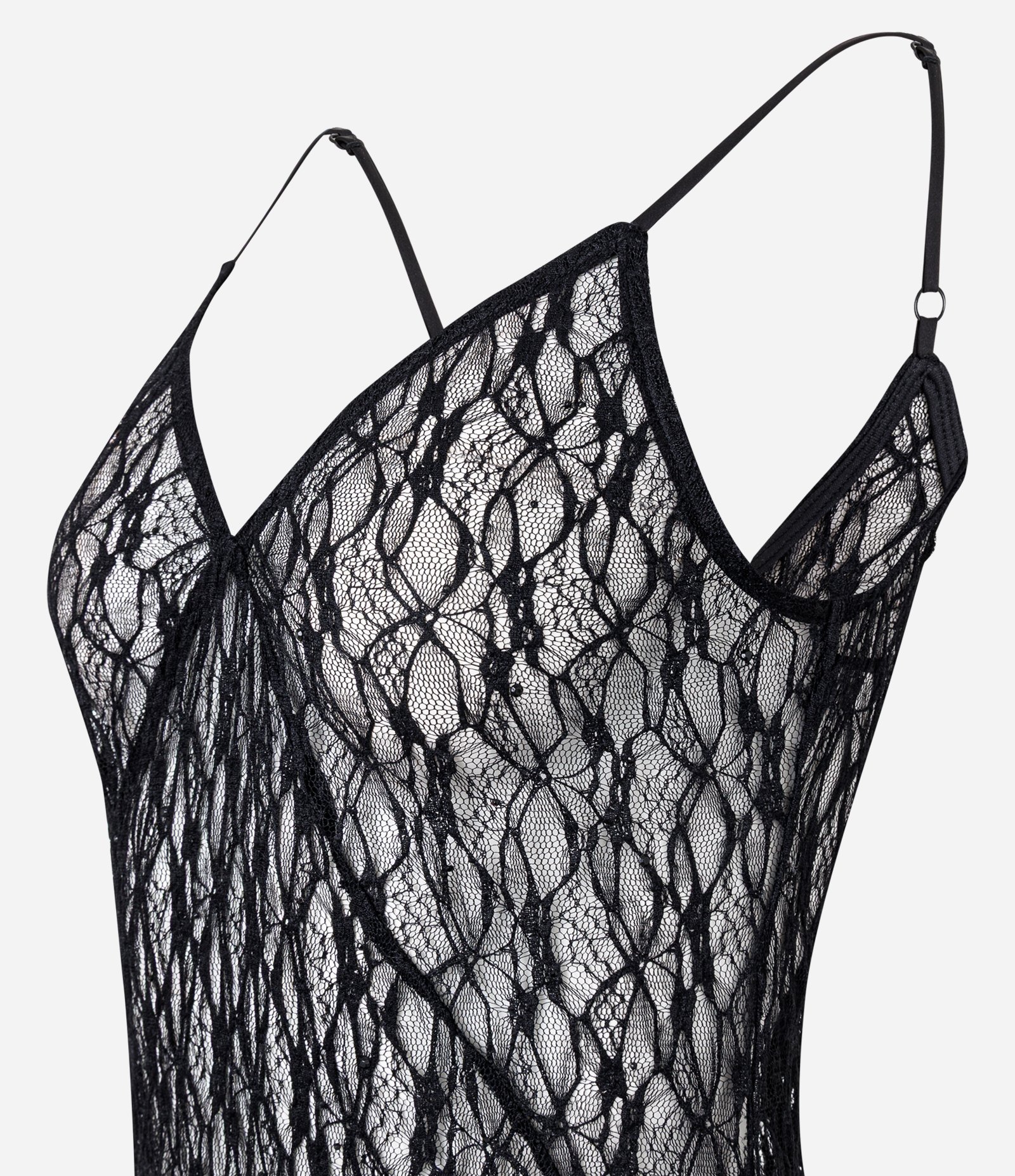 Vestido New Midi em Renda e Aplicação de Pedrarias Preto 7