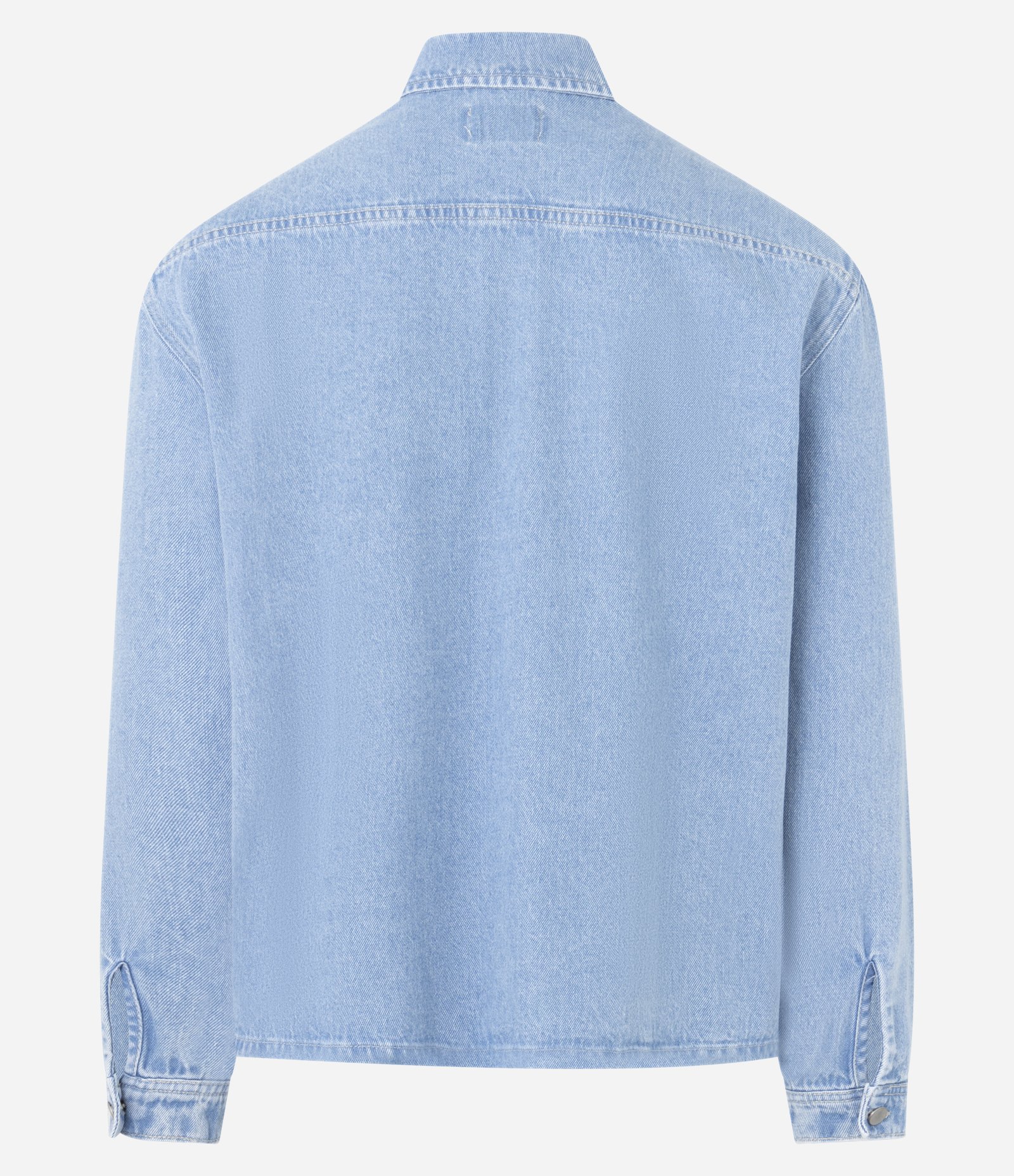 Camisa Oversized Boxy em Jeans com Efeito Marmorizado Azul Claro 2