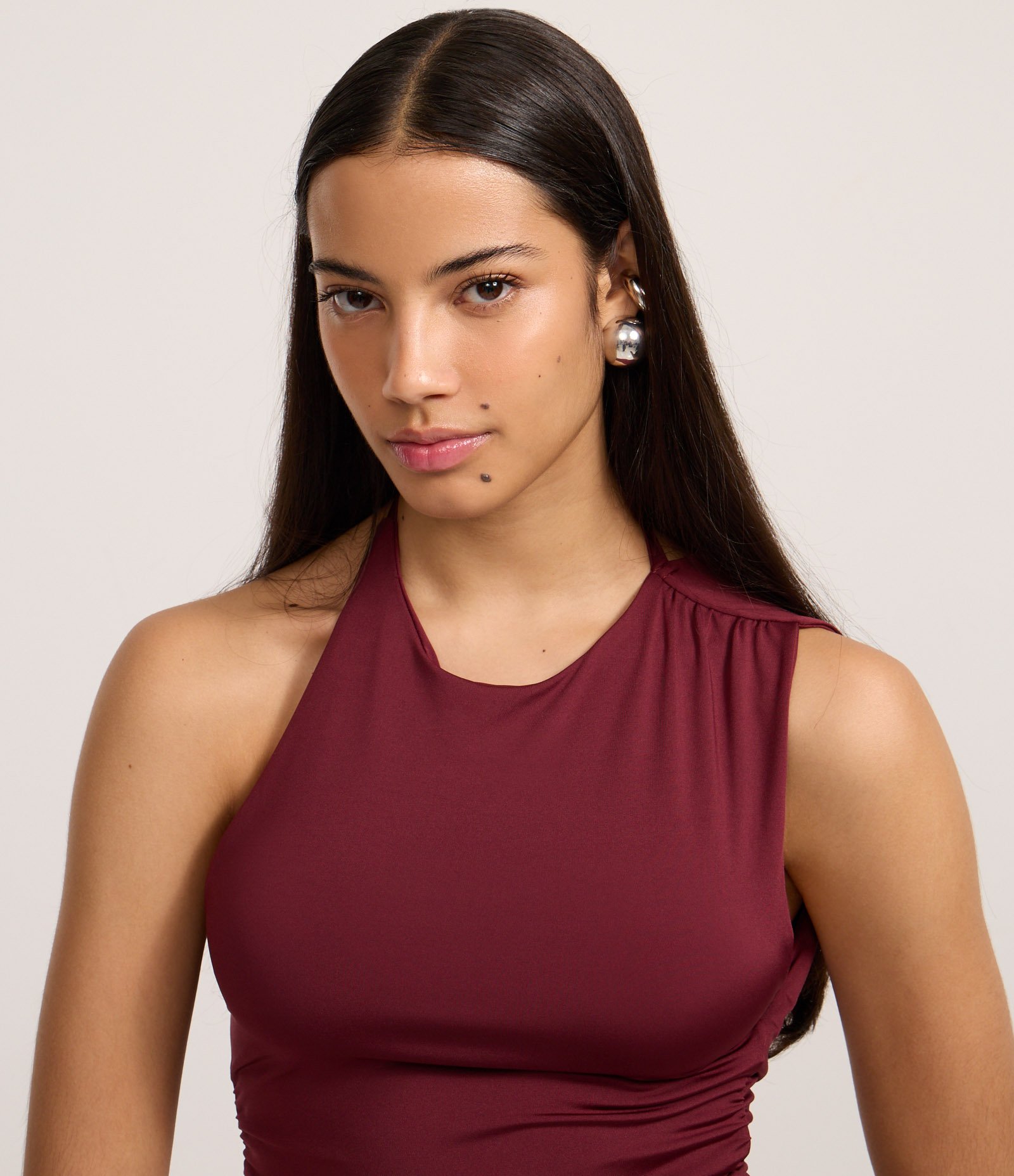 Vestido New Midi em Microfibra com Fenda Vermelho 3