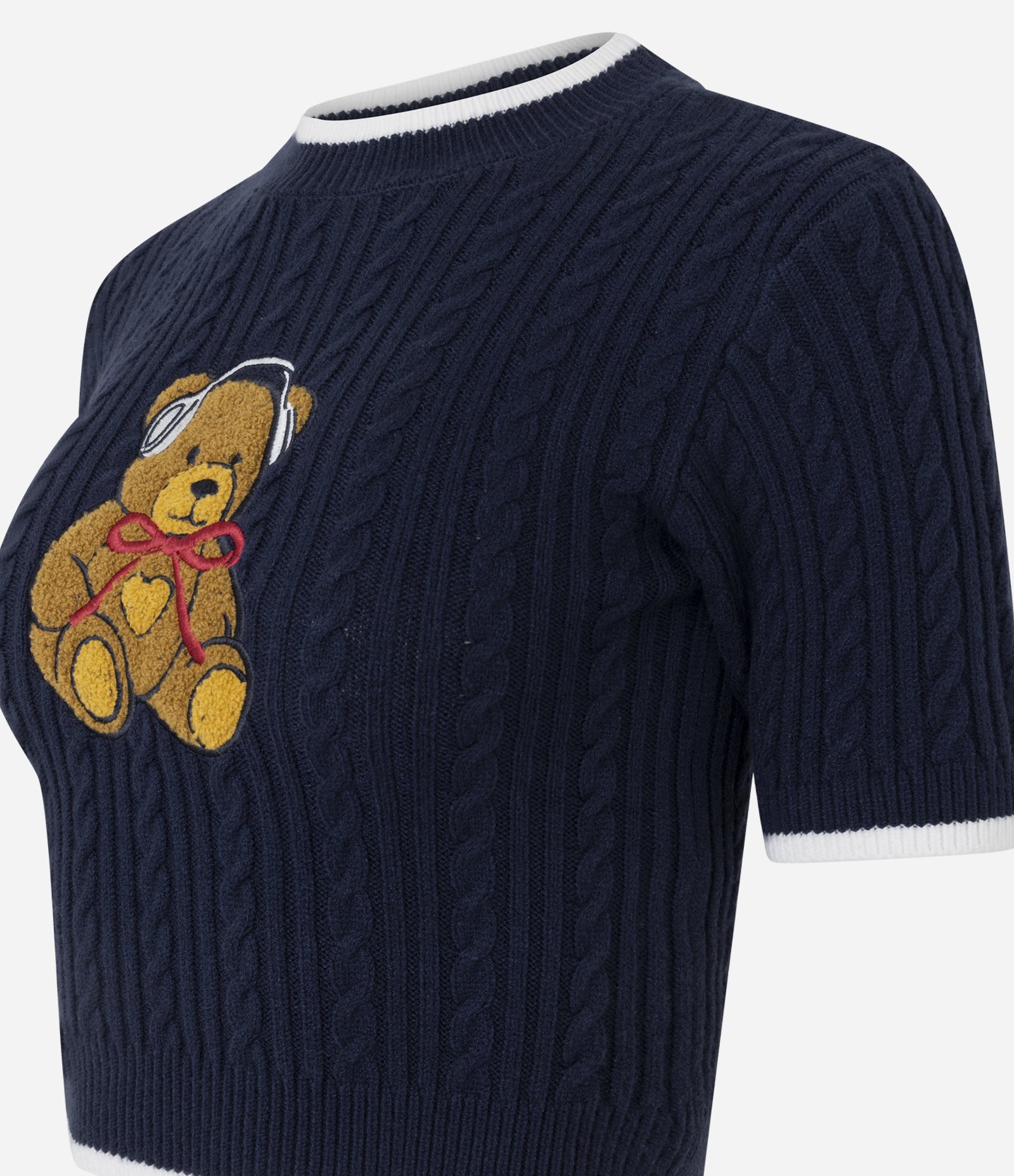 Blusa em Tricô com Estampa de Urso Azul 6
