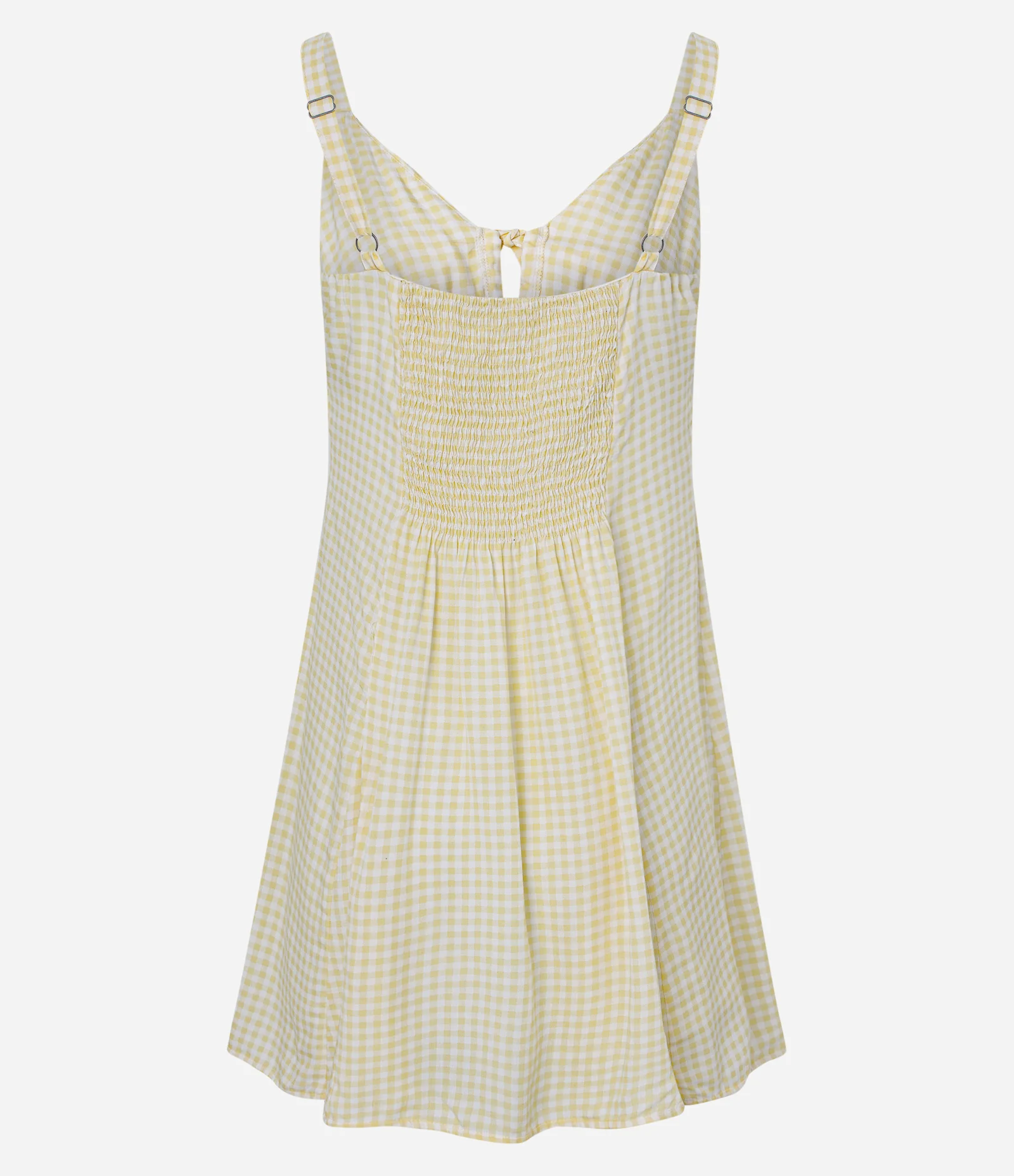 Vestido Curto Evasê em Viscose com Estampa Xadrez Amarelo 2