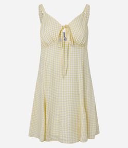 Vestido Curto Evasê em Viscose com Estampa Xadrez