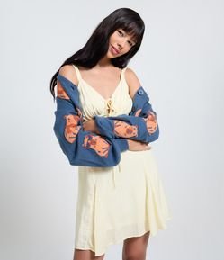 Vestido Curto Evasê em Viscose com Estampa Xadrez