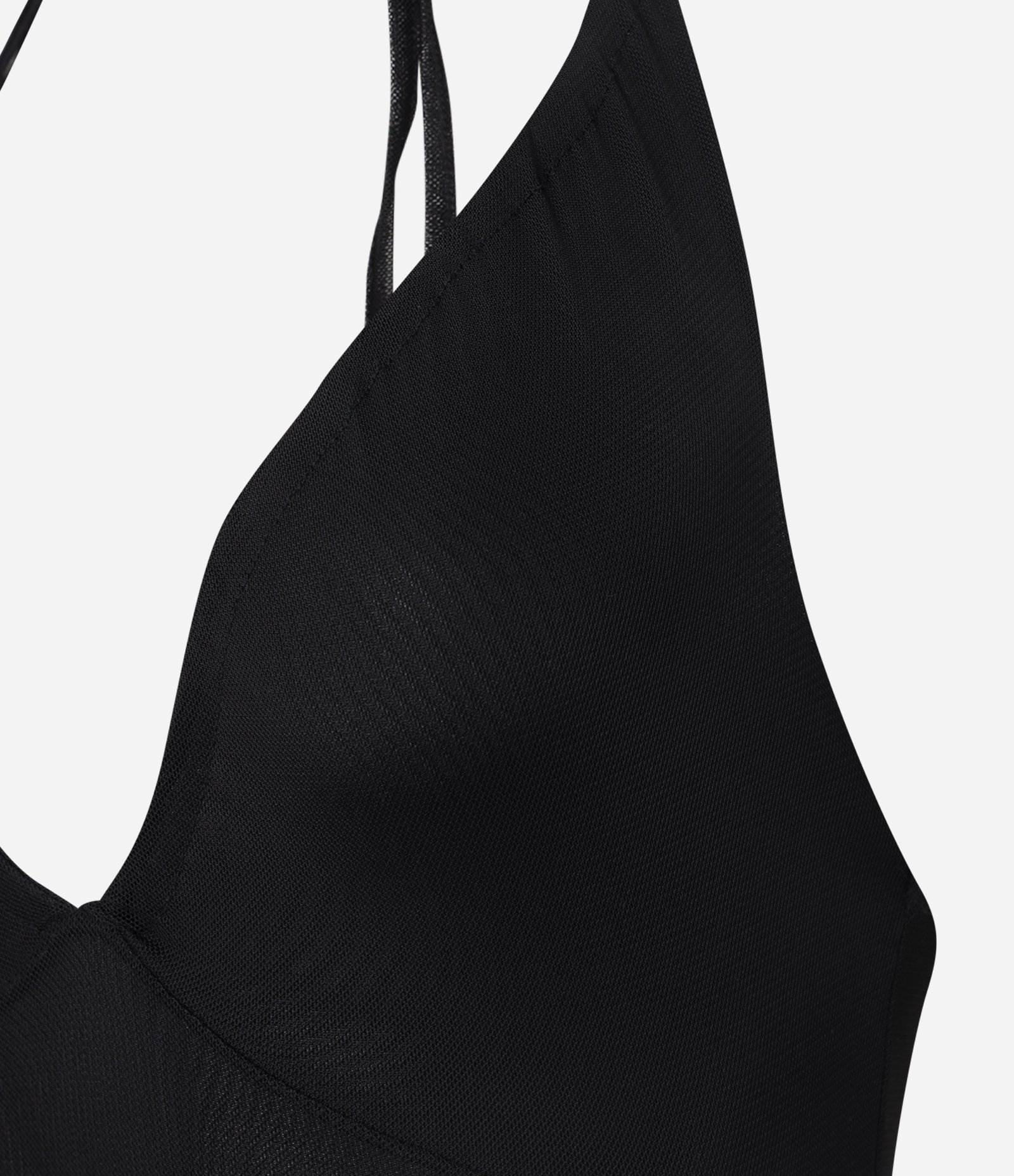 Body Frente Única em Tule com Decote Franzido Preto 2