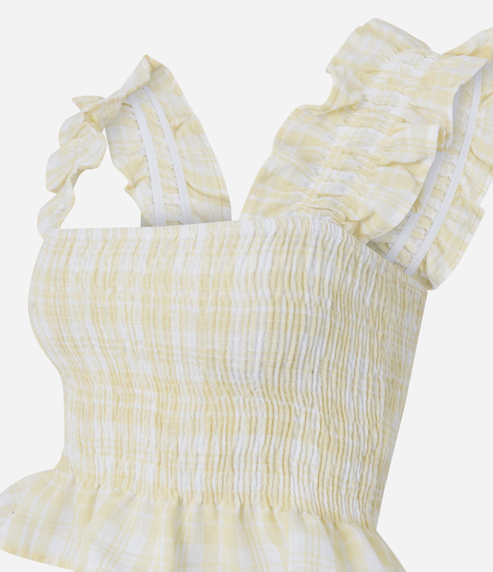 Blusinha Sem Manga com Babados na Alça Amarelo 2