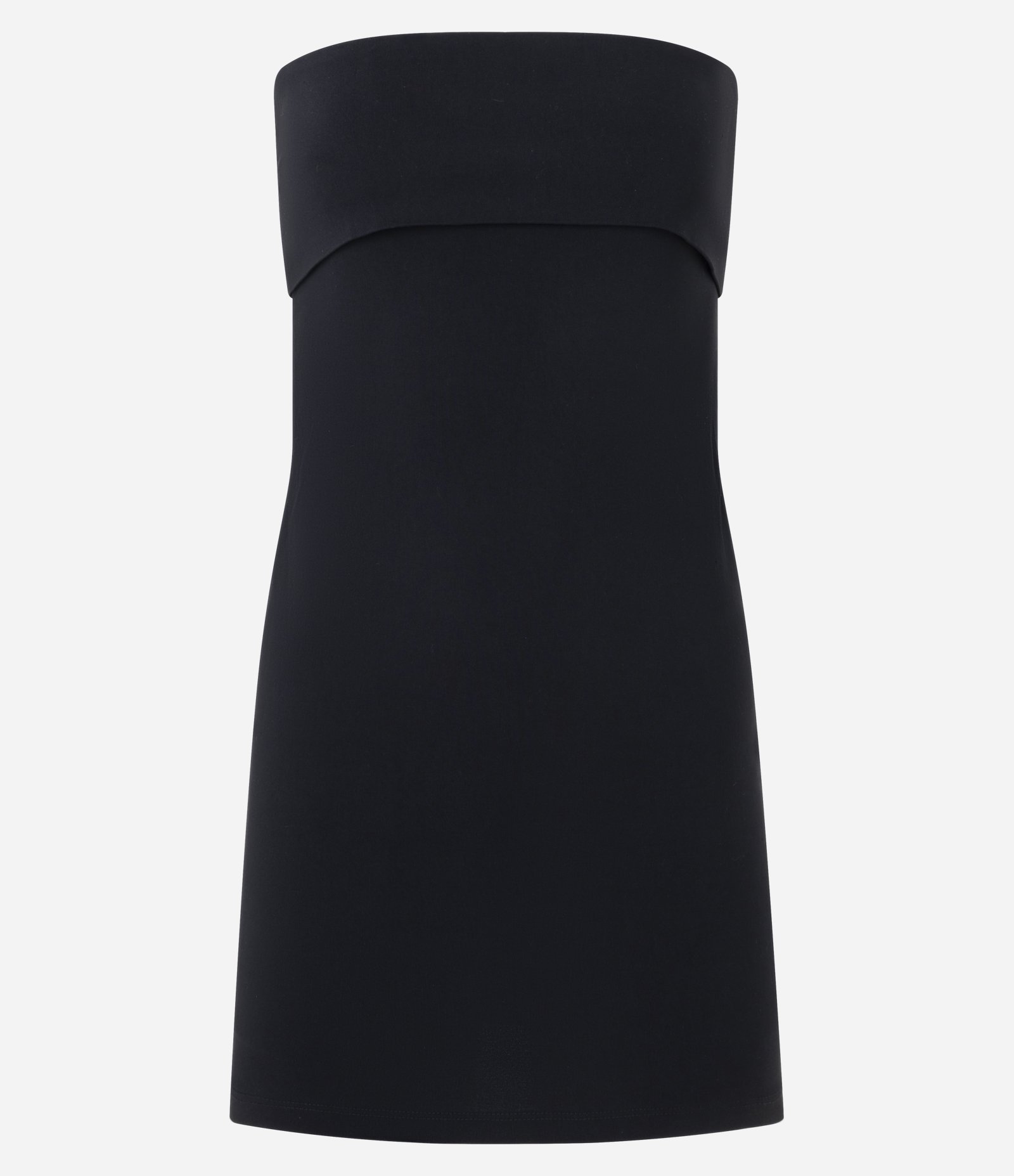 Vestido Curto Tomara que Caia em Bengaline com Pala Dobrada Preto 4