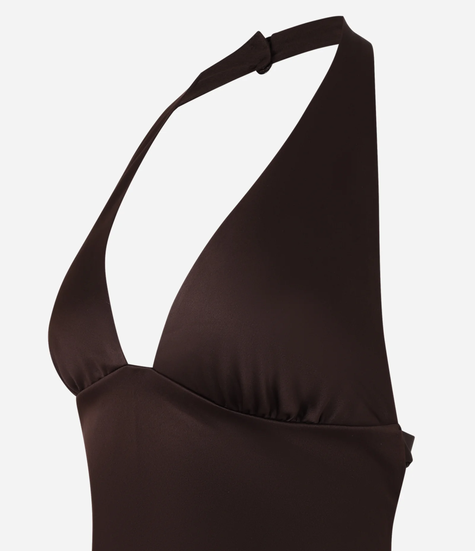 Blusa em Cetim Frente Única com Amarração nas Costas Marrom 4