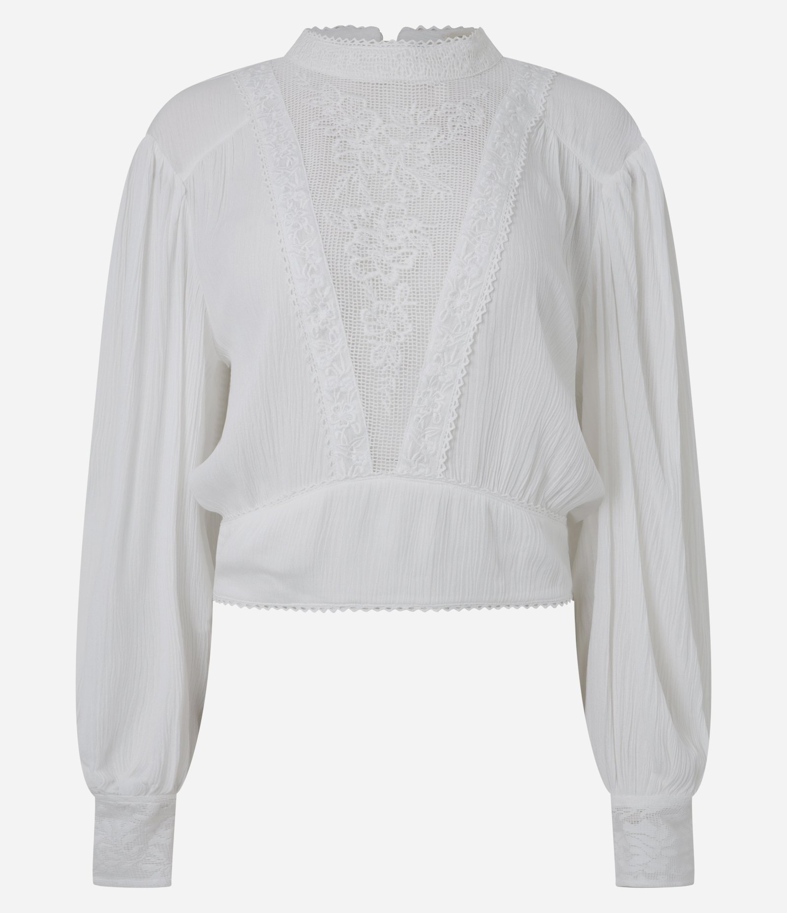 Bata em Viscose com Bordados Frontais Branco 1