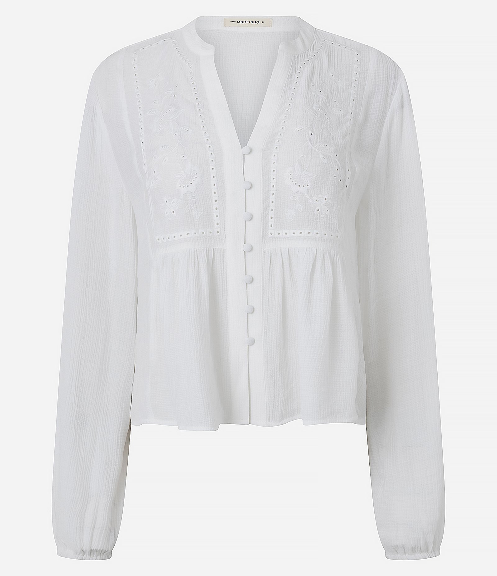 Blusa Bata em Viscose com Bordado Frontal Branco 5