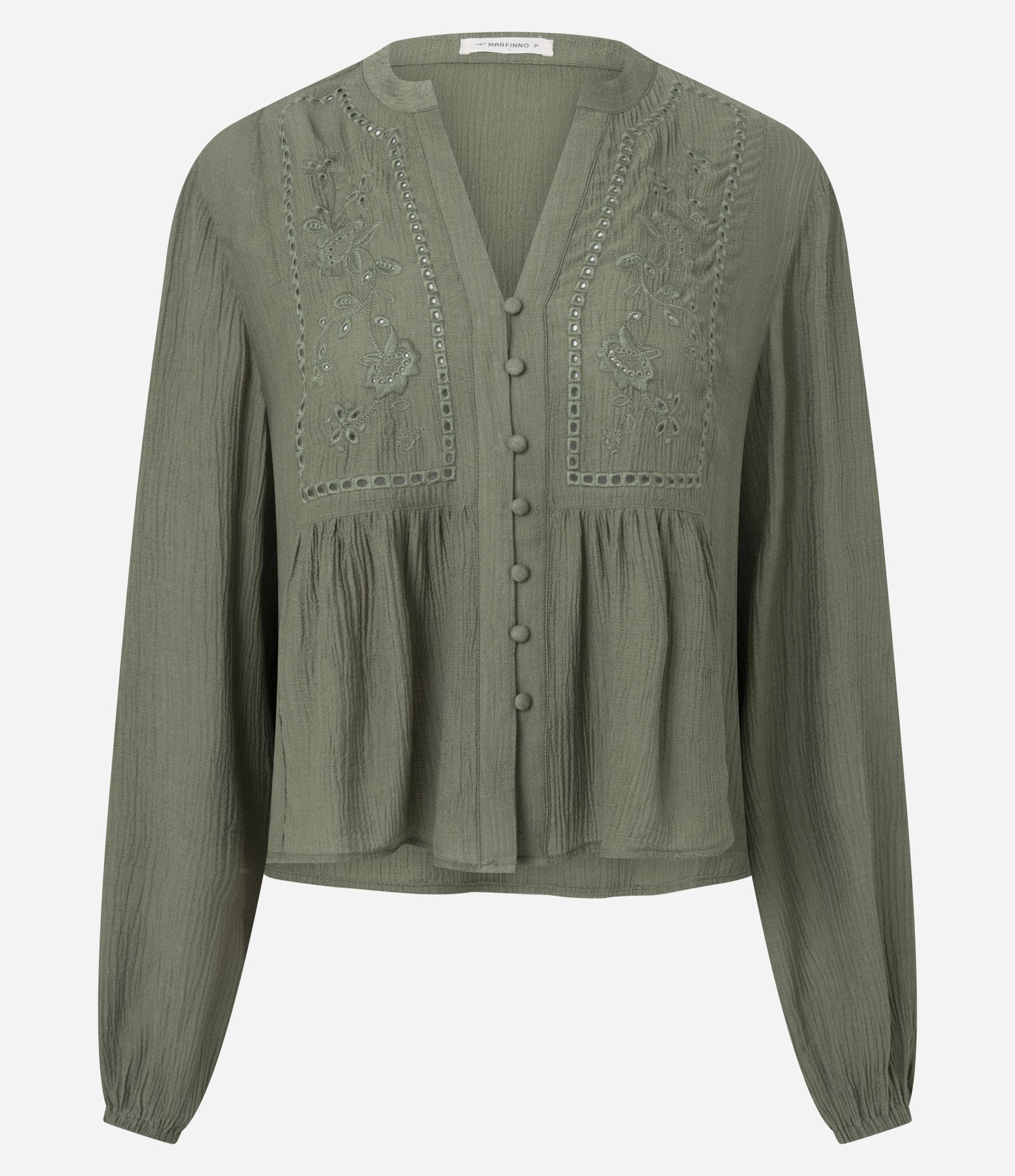 Blusa Bata em Viscose com Bordado Frontal Verde 5