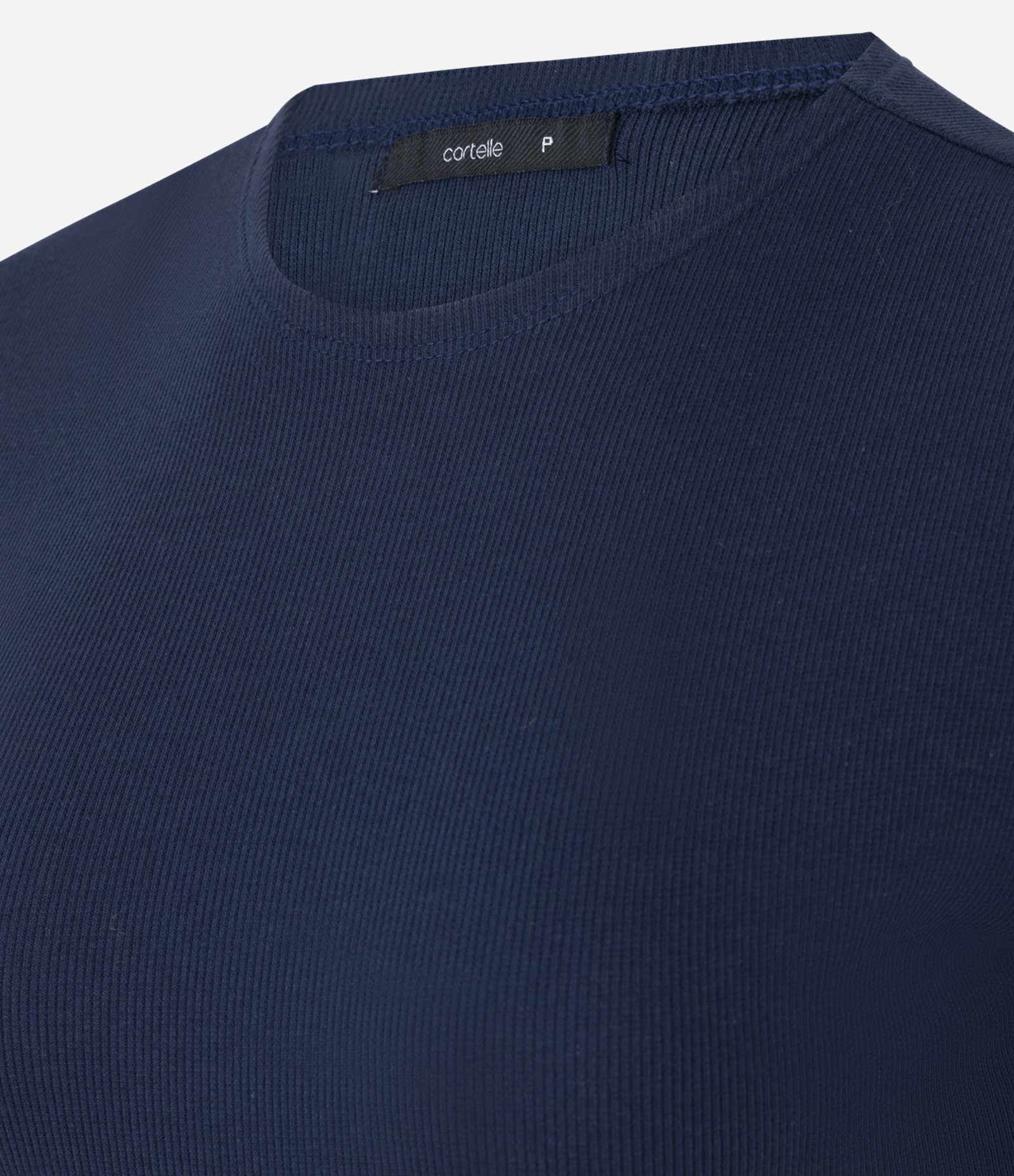 Blusa Canelada em Ribana com Manga Sem Cava Navy Blazer 2