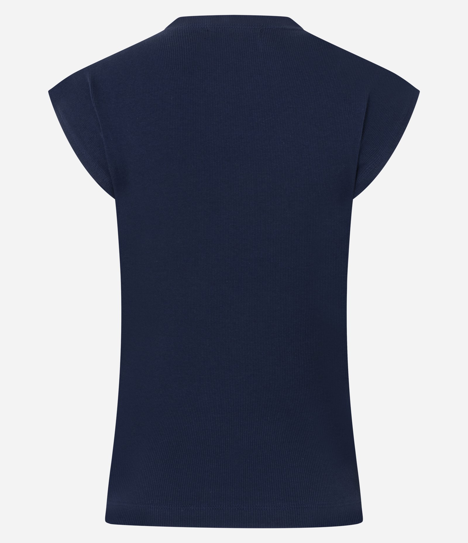 Blusa Canelada em Ribana com Manga Sem Cava Navy Blazer 3