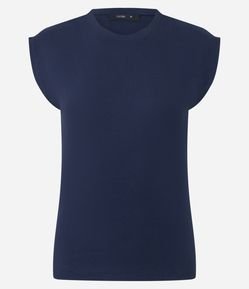 Blusa Canelada em Ribana com Manga Sem Cava