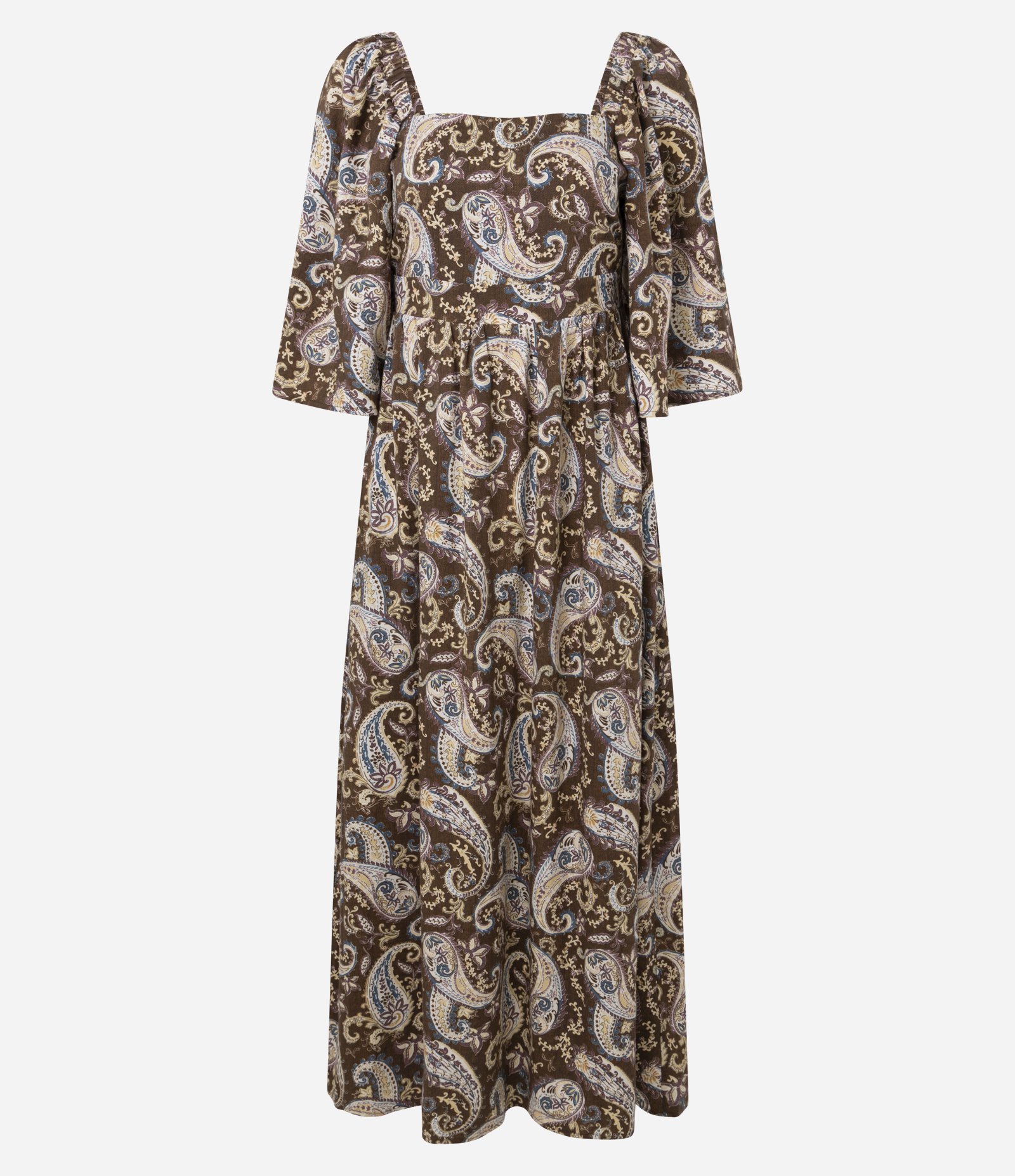 Vestido Midi em Viscose com Estampa Paisley Marrom 5