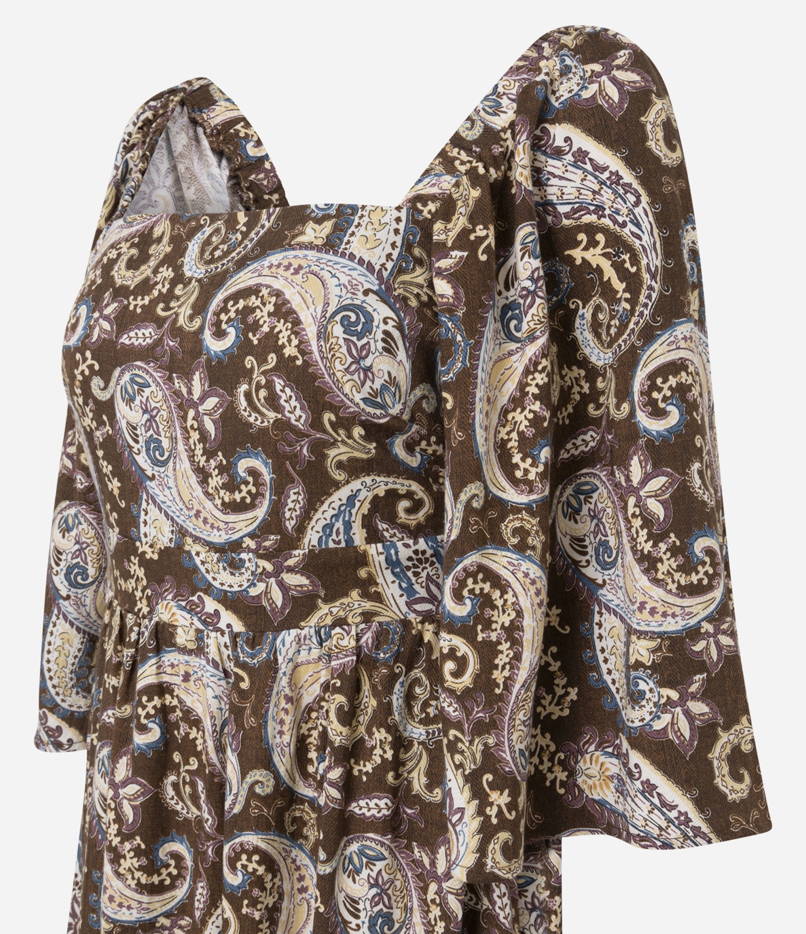 Vestido Midi em Viscose com Estampa Paisley Marrom 6
